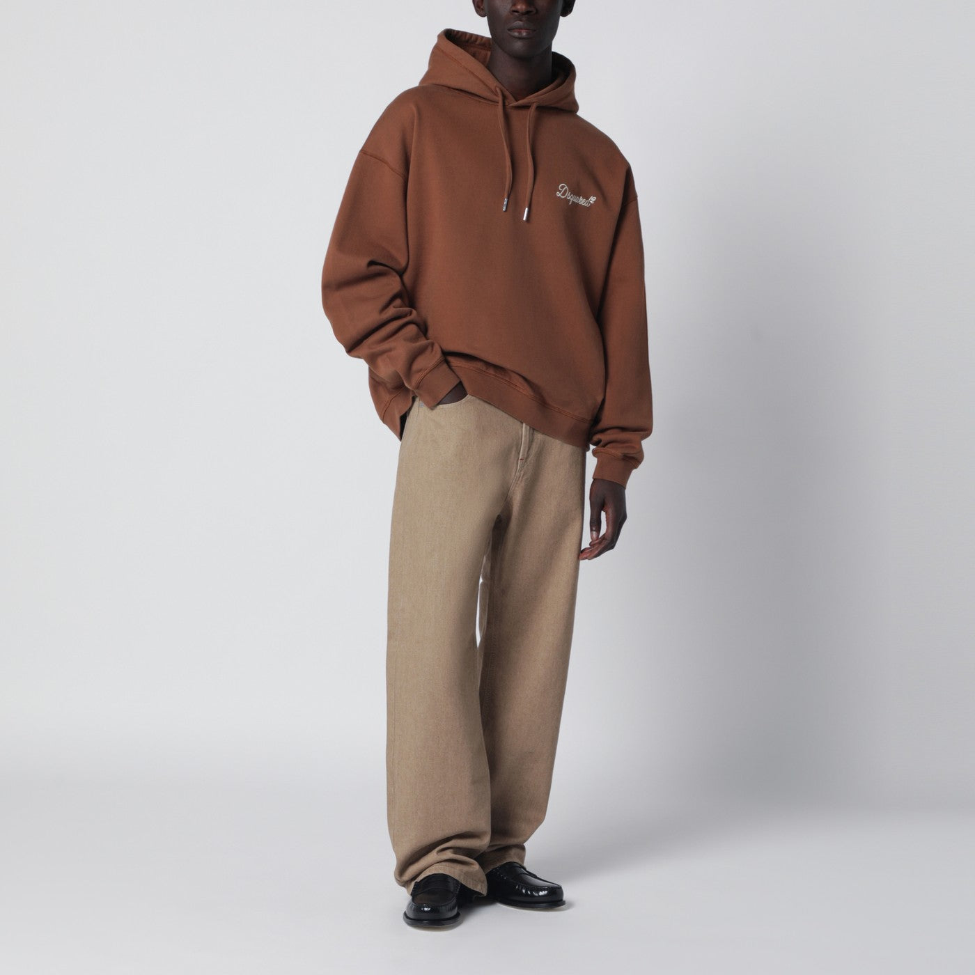 Felpa Relaxed-Fit marrone con logo