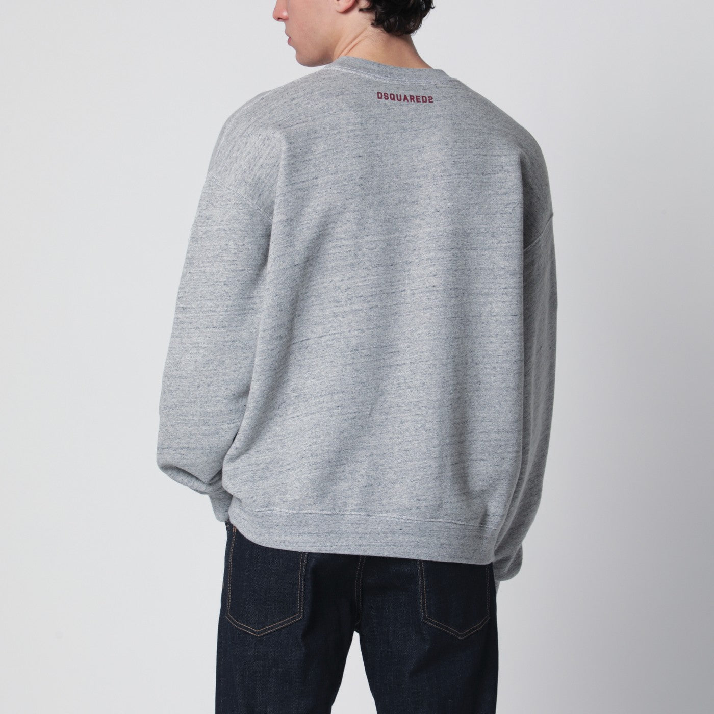 Grey mélange sweatshirt with logo embroidery