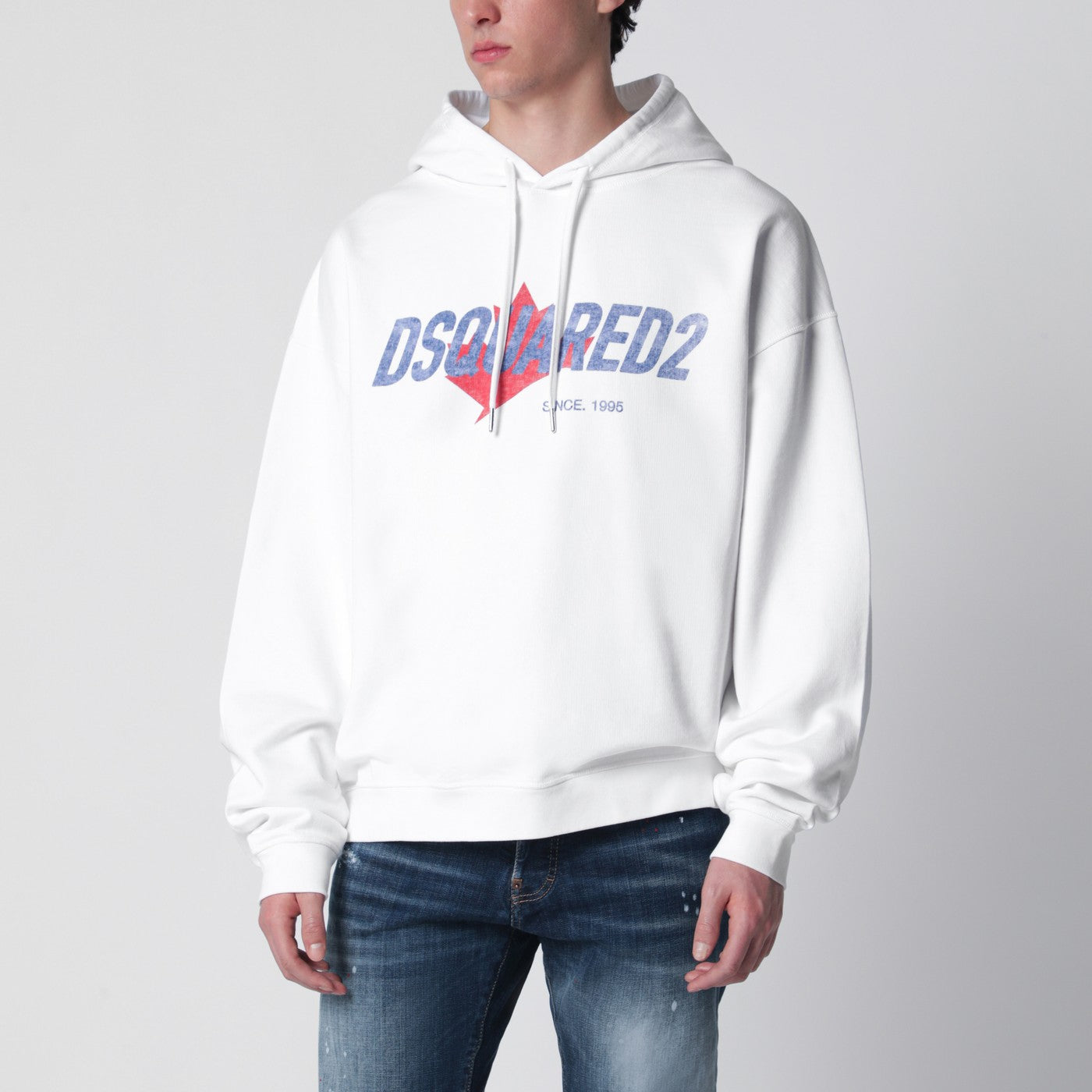 Weißes Relaxed-Fit Sweatshirt mit Logo-Print