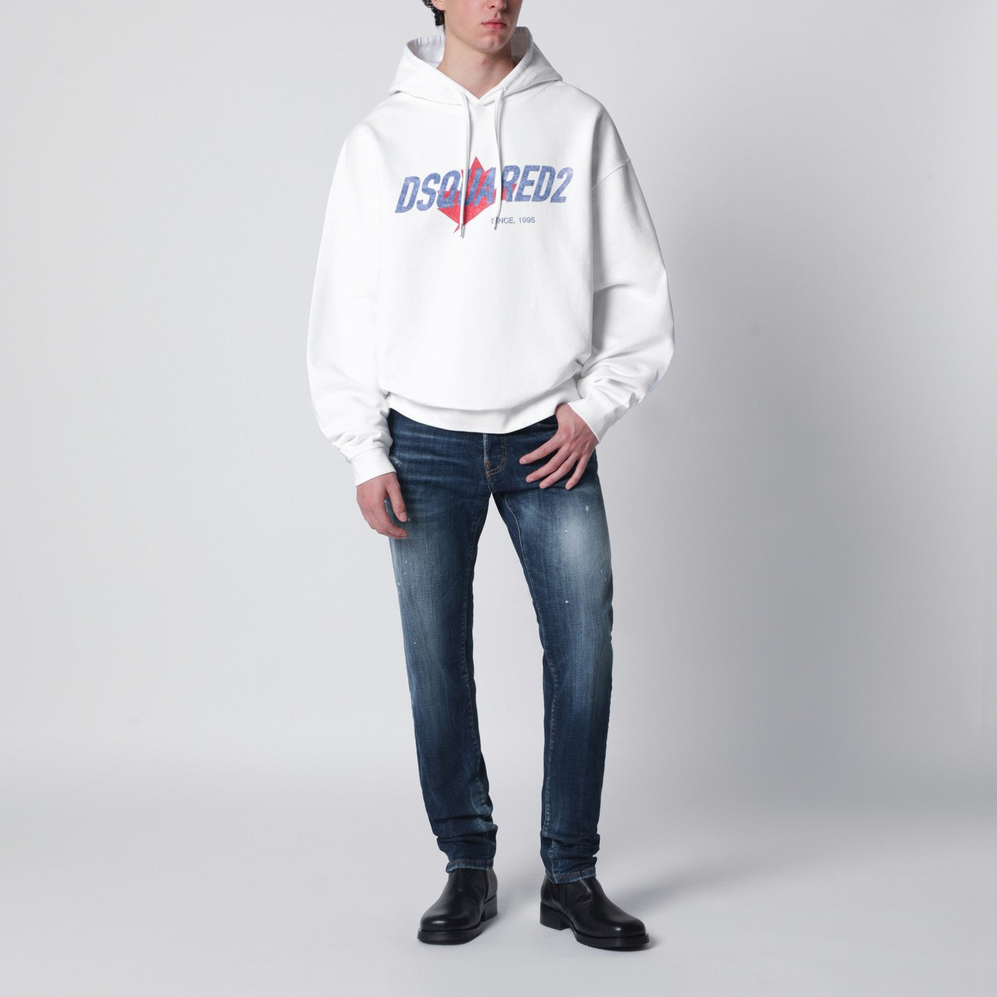 Weißes Relaxed-Fit Sweatshirt mit Logo-Print