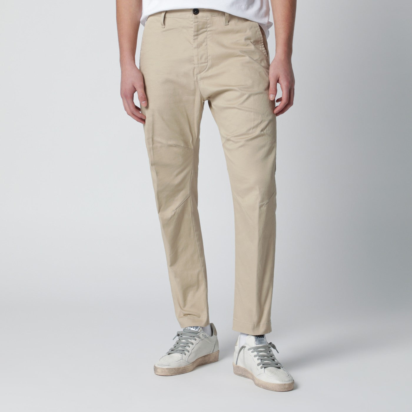 Pantalon beige en coton mélangé