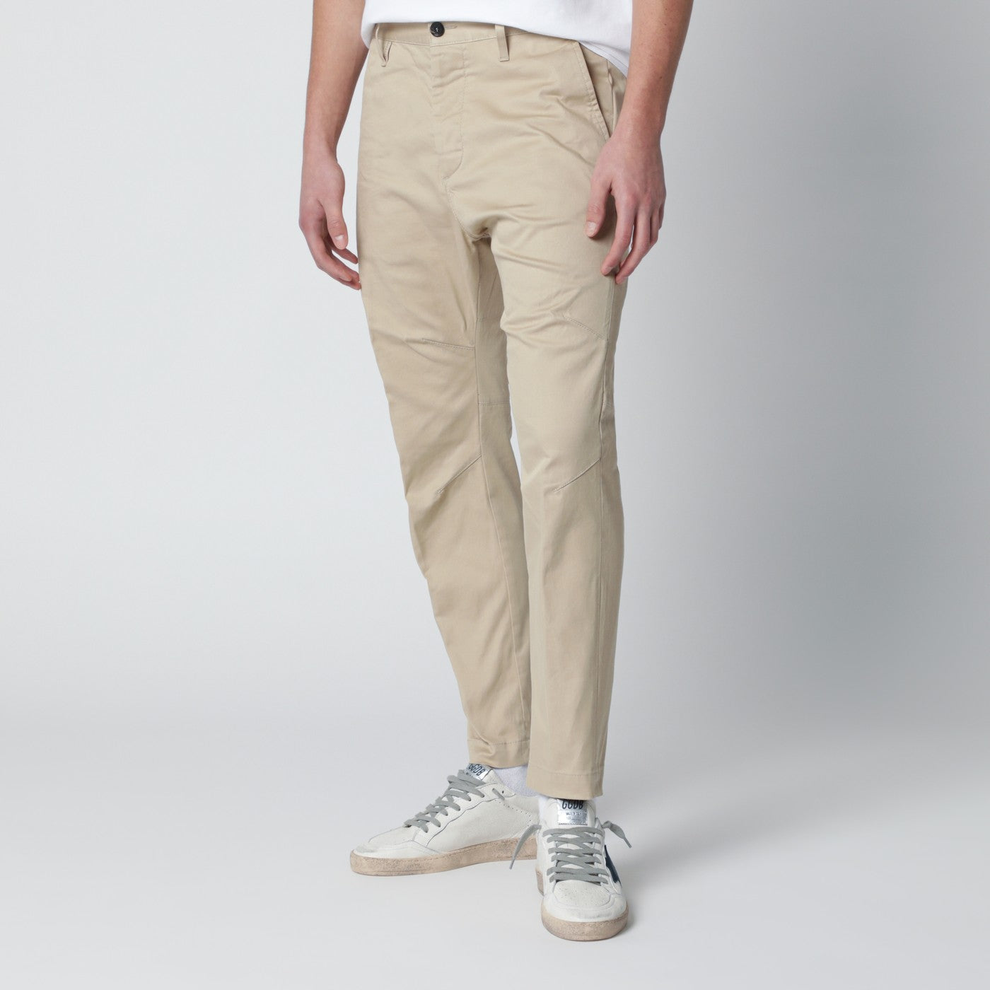Pantalon beige en coton mélangé
