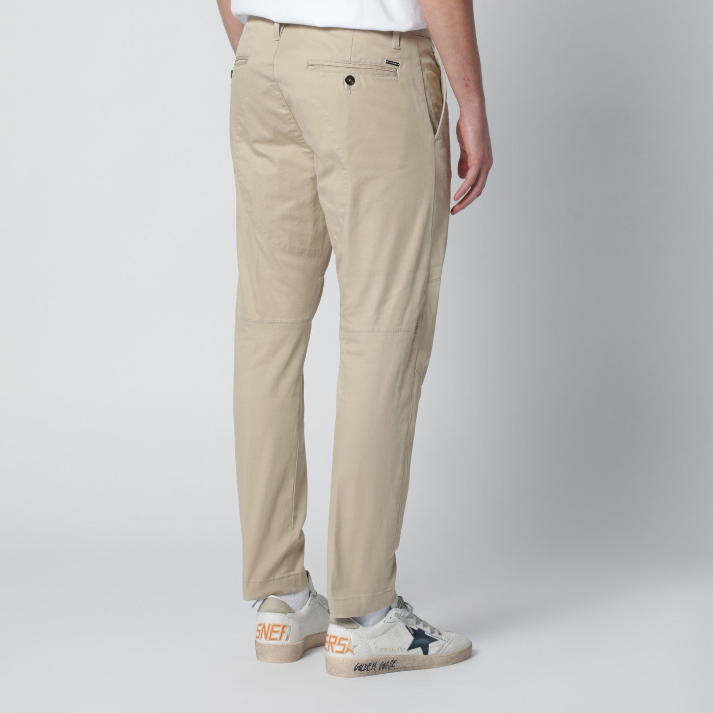 Pantalon beige en coton mélangé