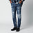 Schmale blau gewaschene Jeans mit Rissen