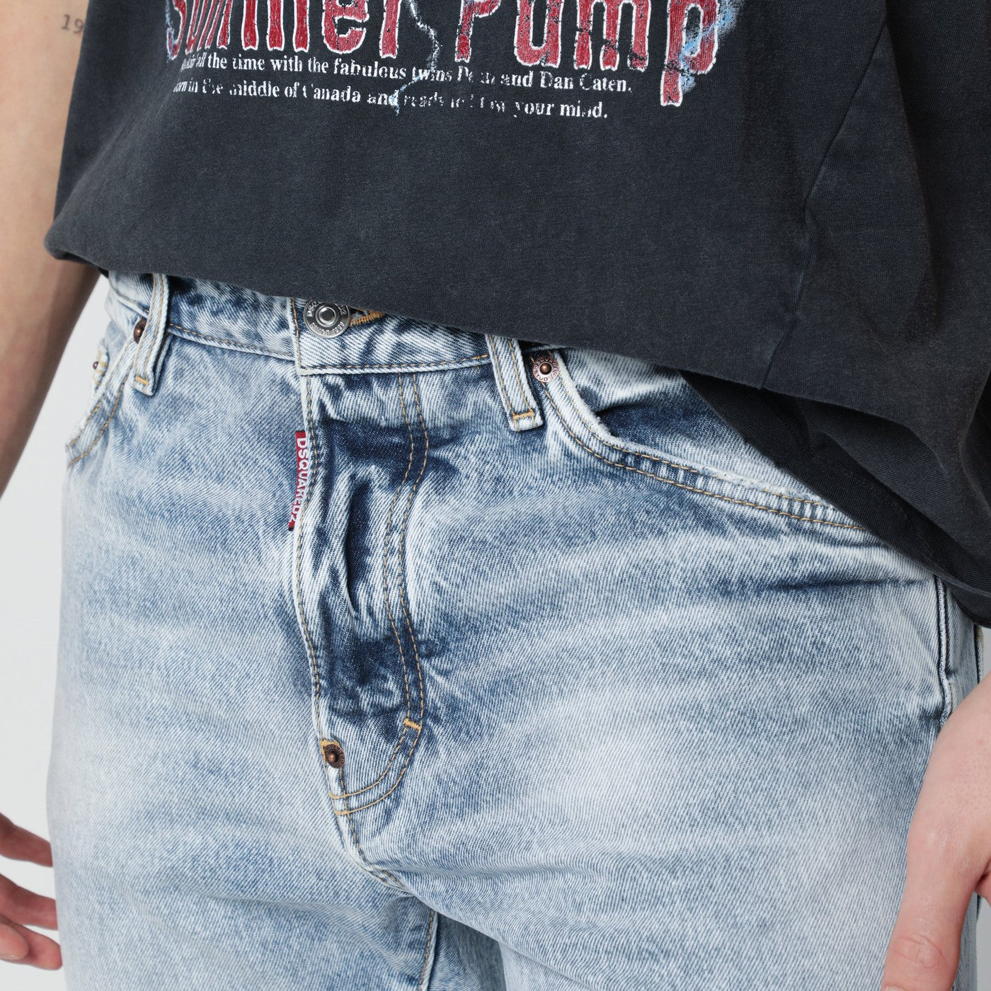 Vintage-effect stretch denim jeans