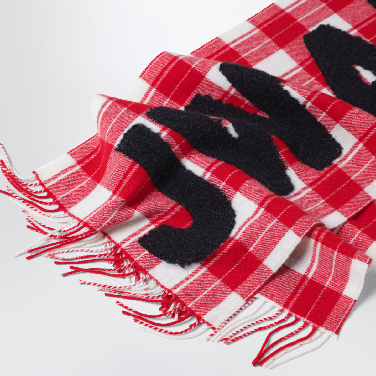Sciarpa motivo tartan in misto lana con maxi logo