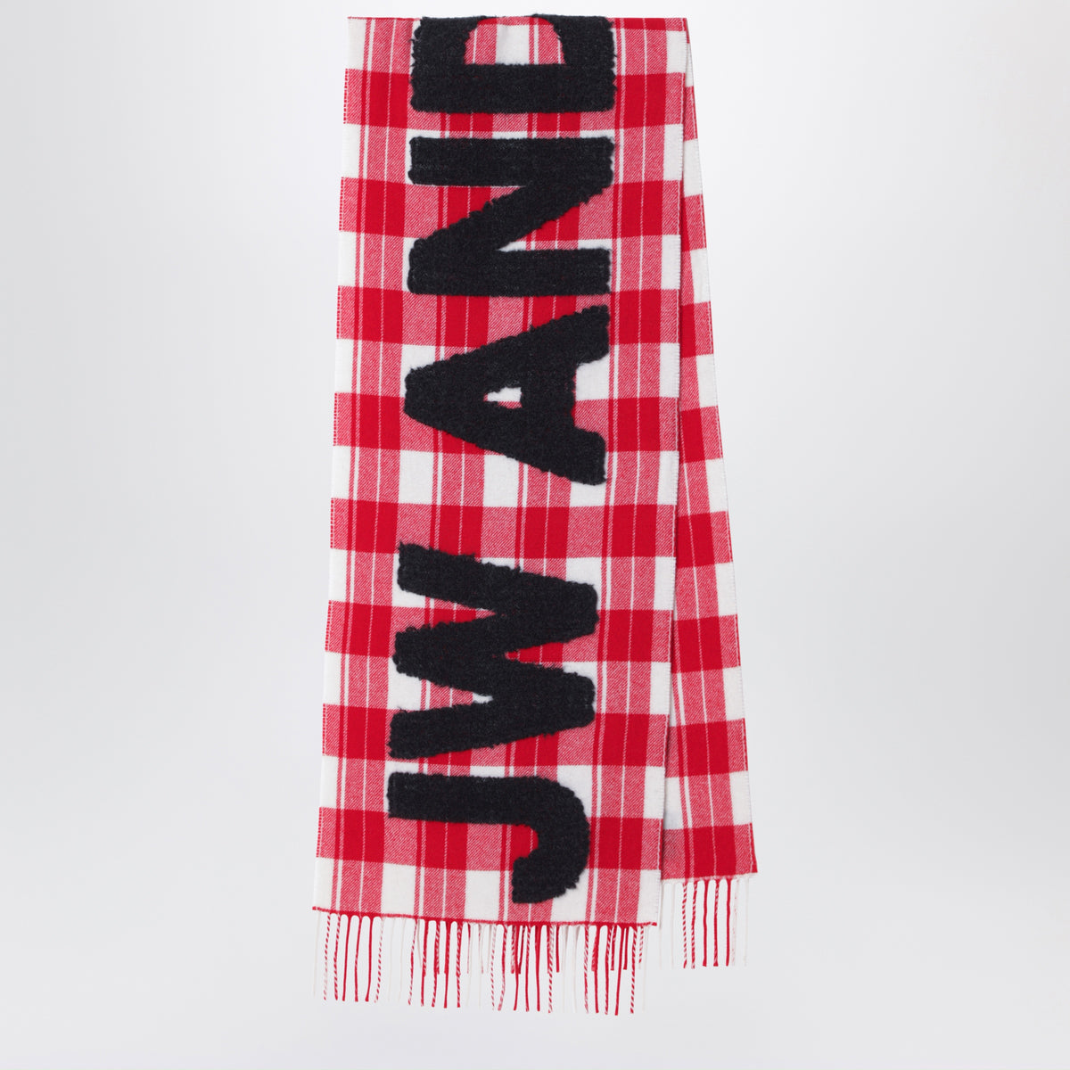 Écharpe motif tartan en mélange de laine avec maxi logo