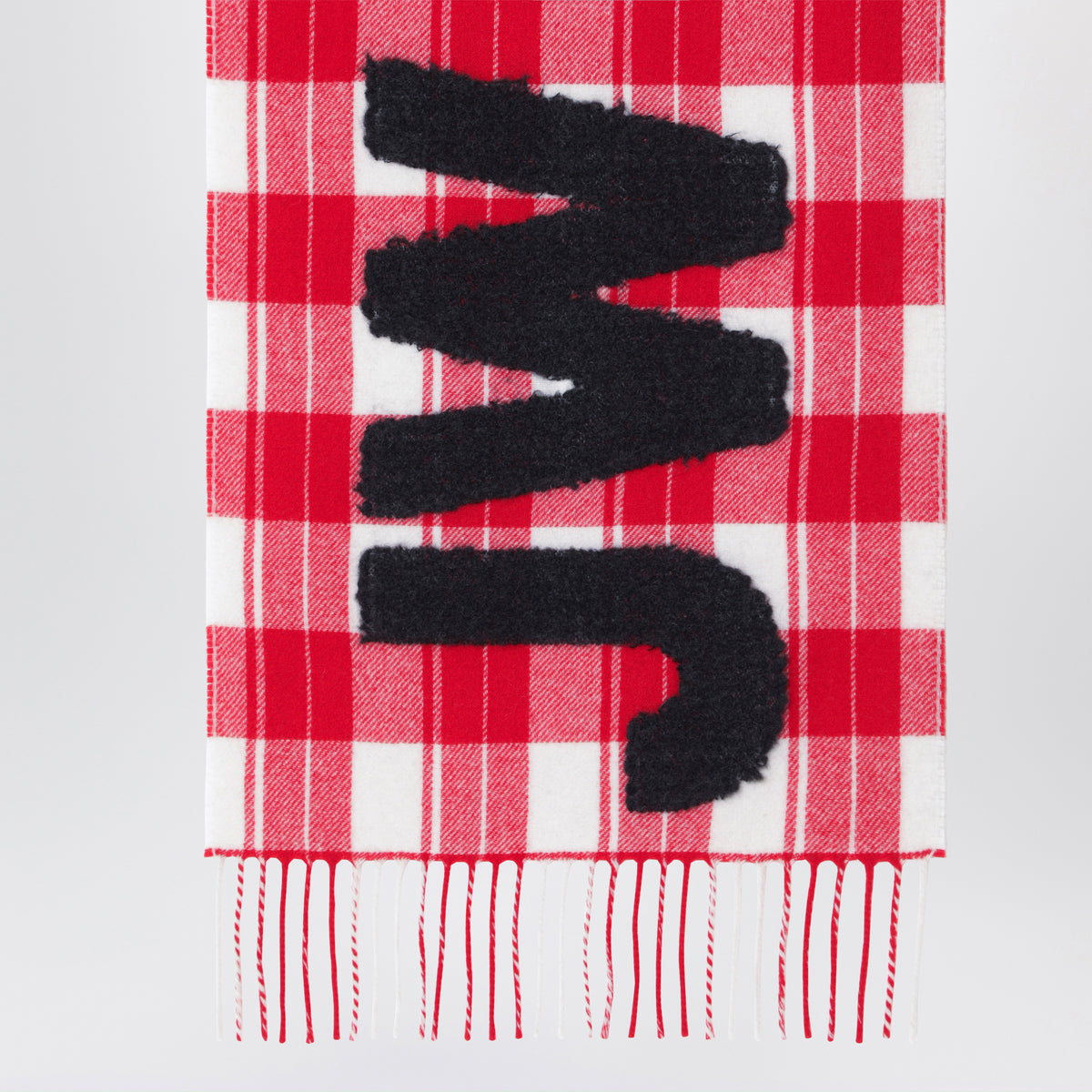 Écharpe motif tartan en mélange de laine avec maxi logo