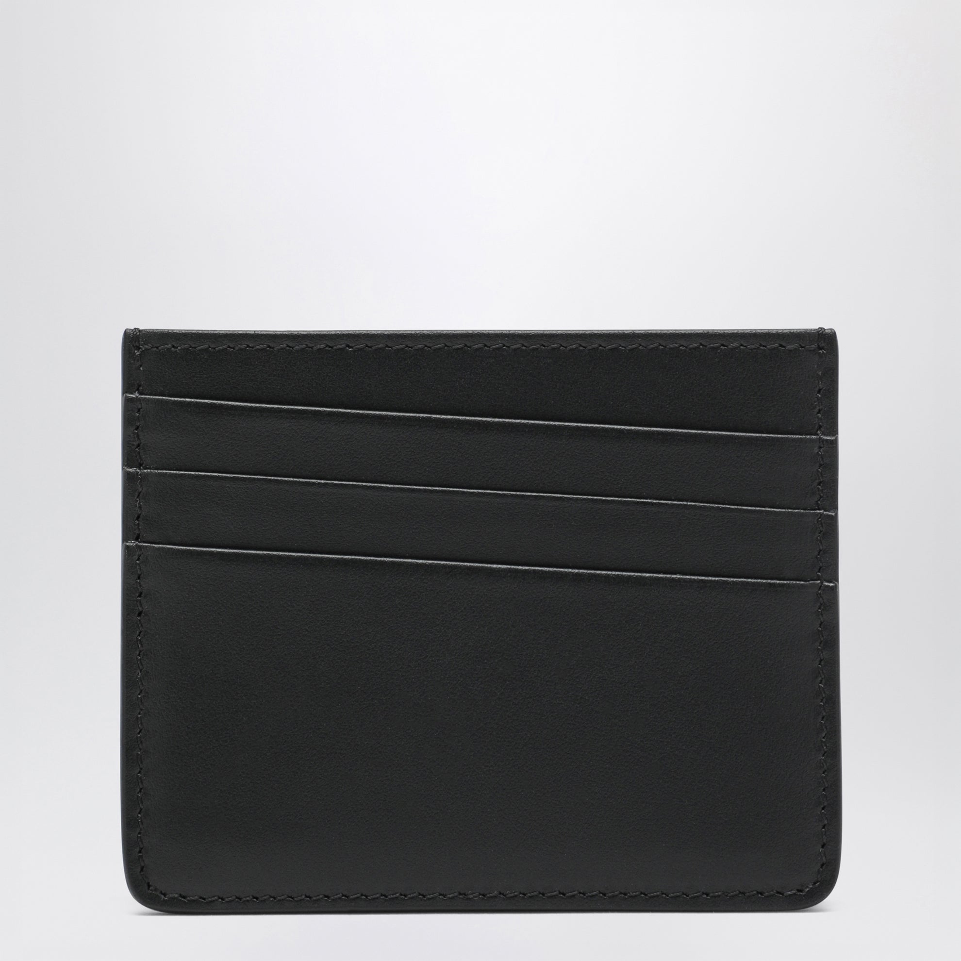 Portacarte Four Stitches in pelle di vitello nero