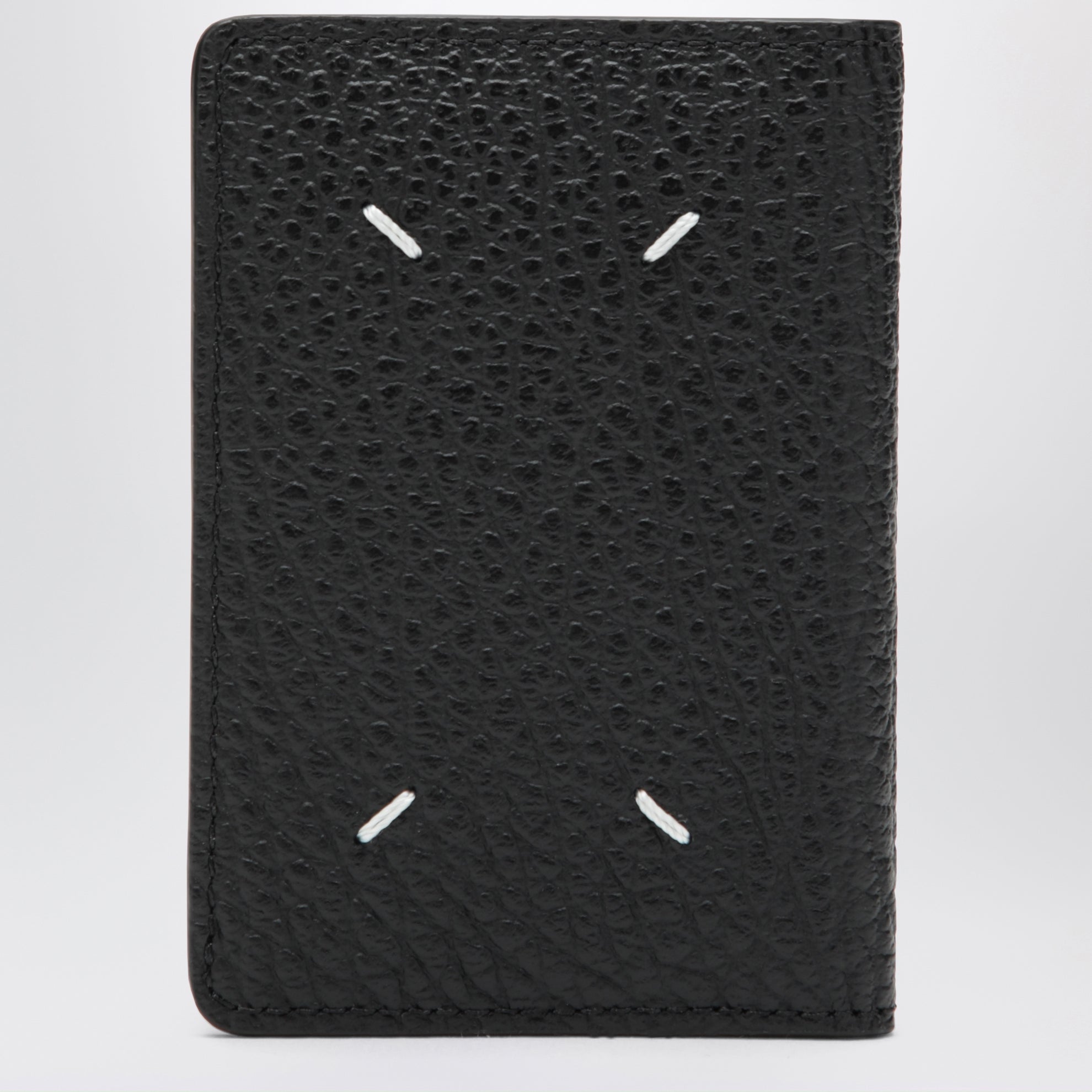 Black grained leather card holder