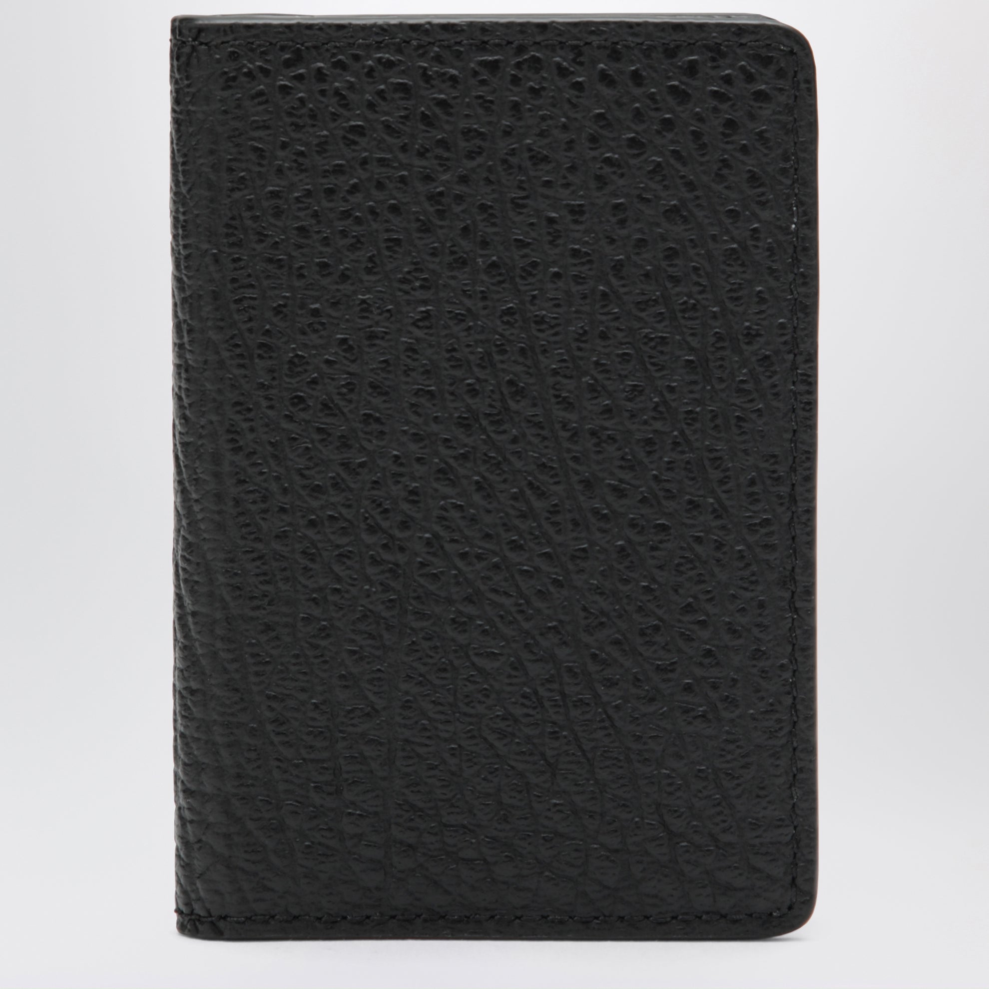 Black grained leather card holder