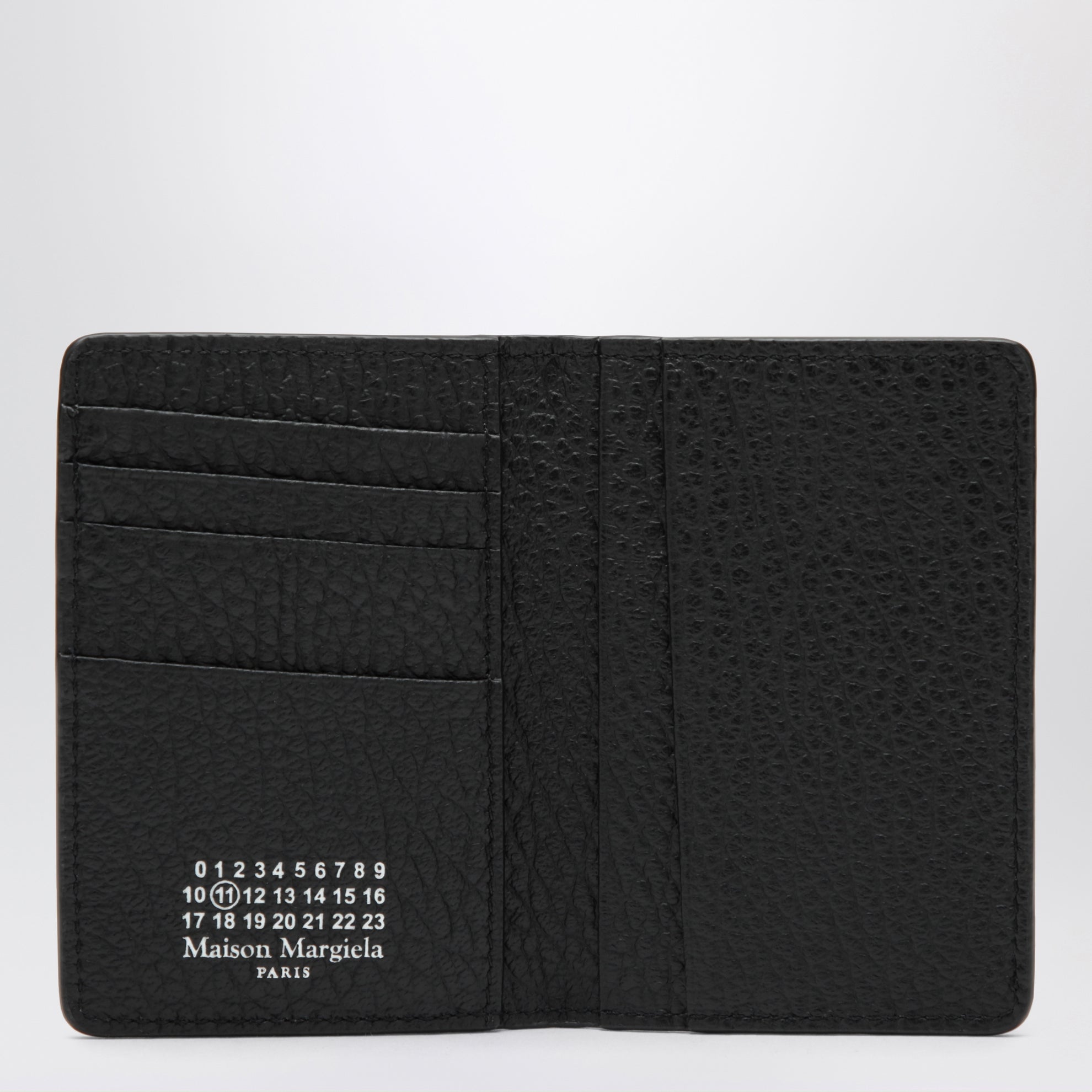 Black grained leather card holder