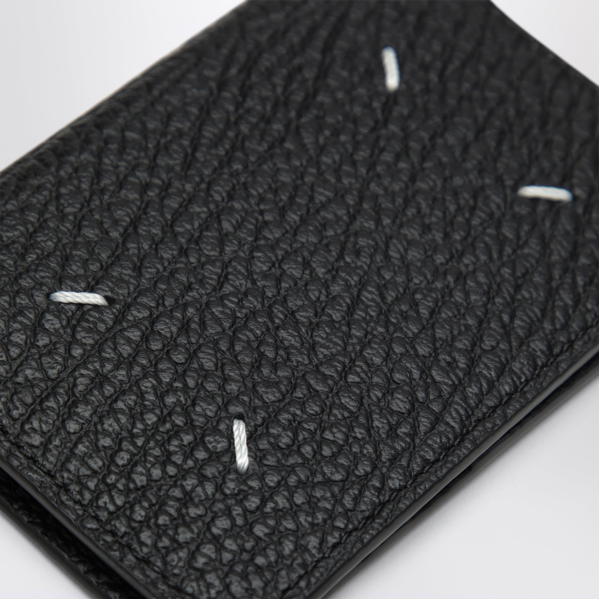 Black grained leather card holder