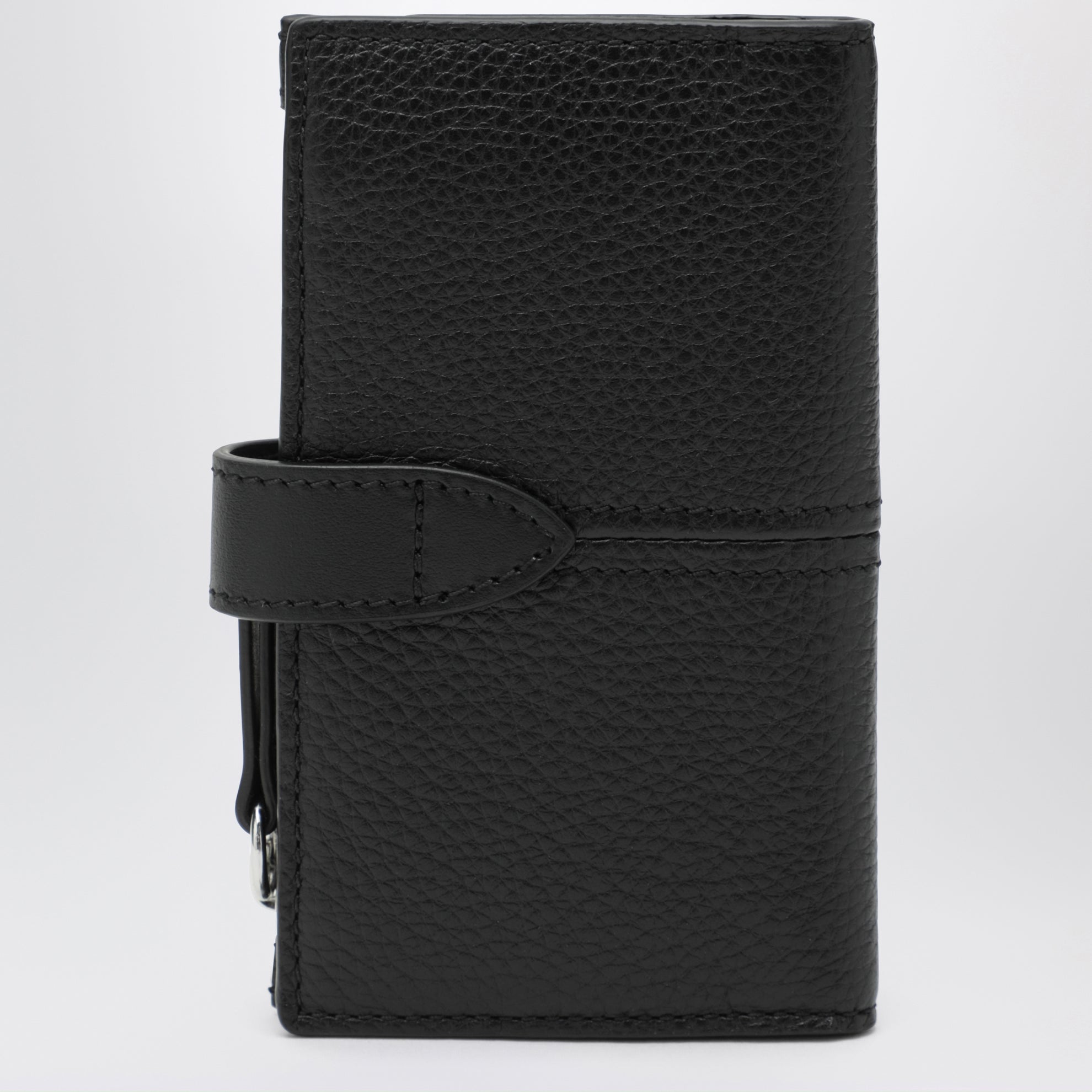 Black Leather Zip Card Holder with Coin Purse