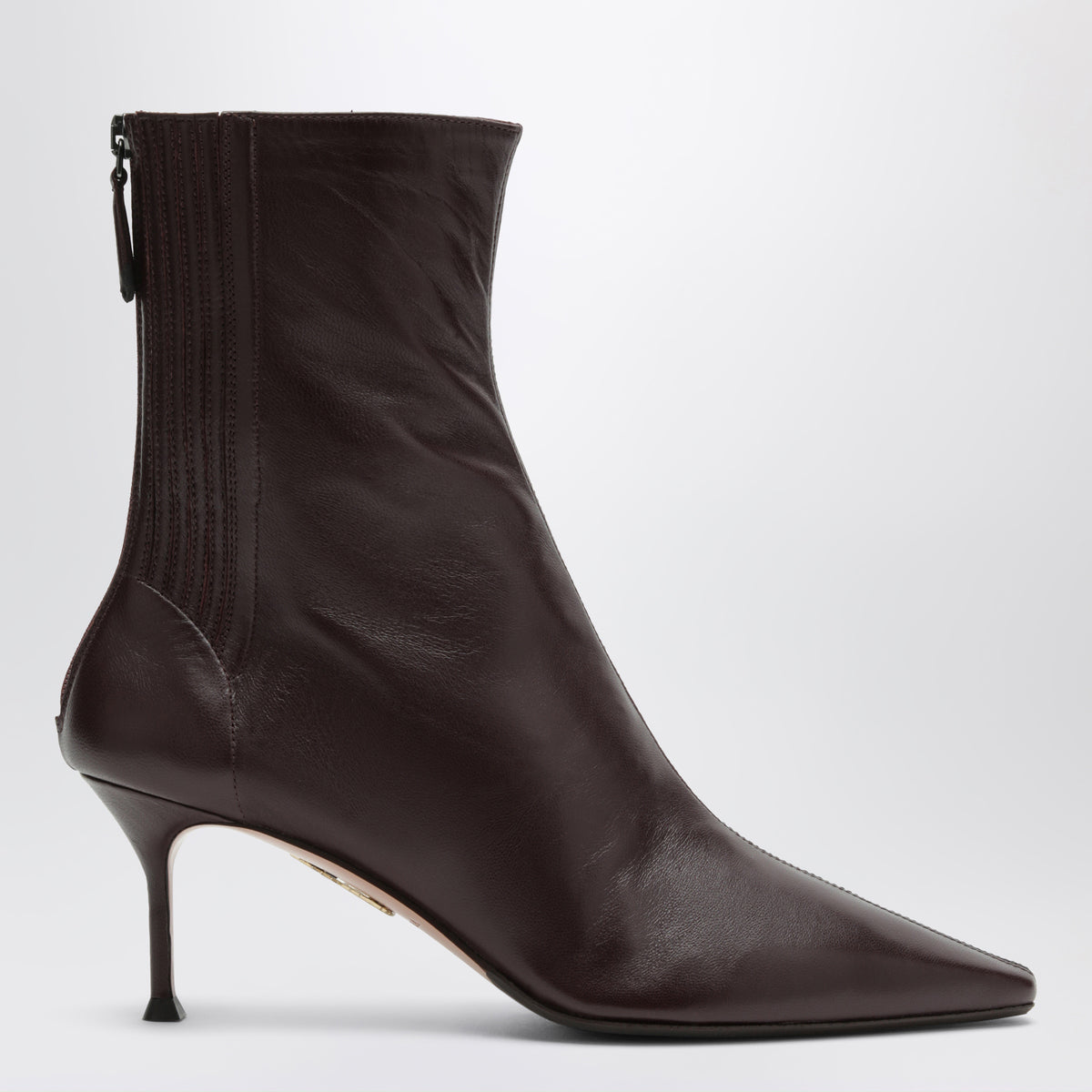 Dark burgundy leather ankle boots