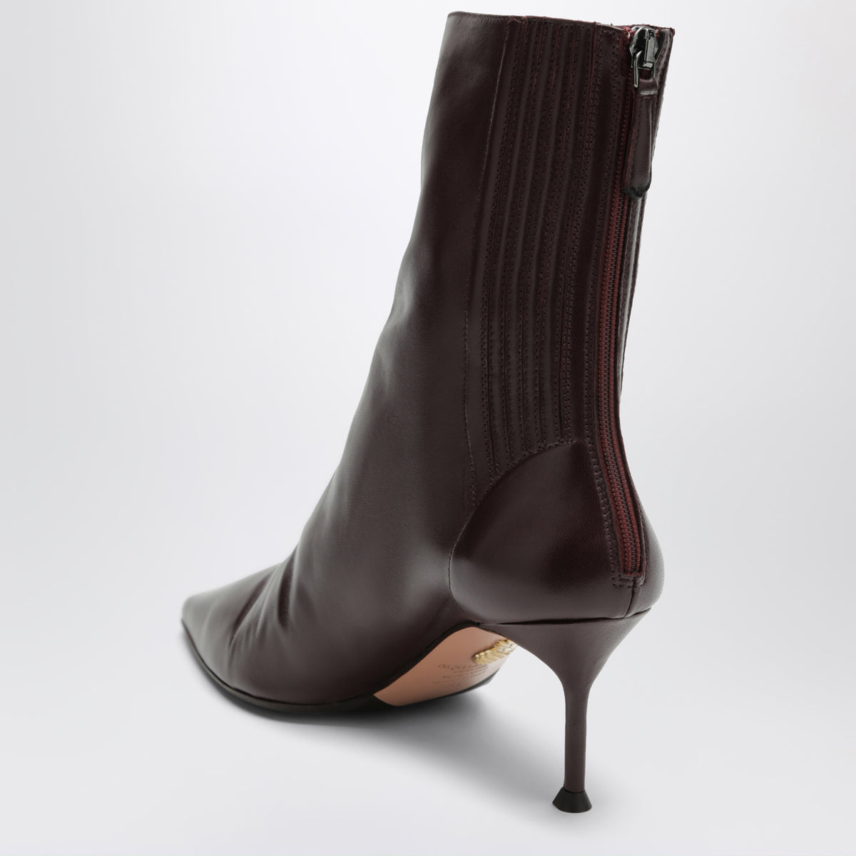 Dark burgundy leather ankle boots