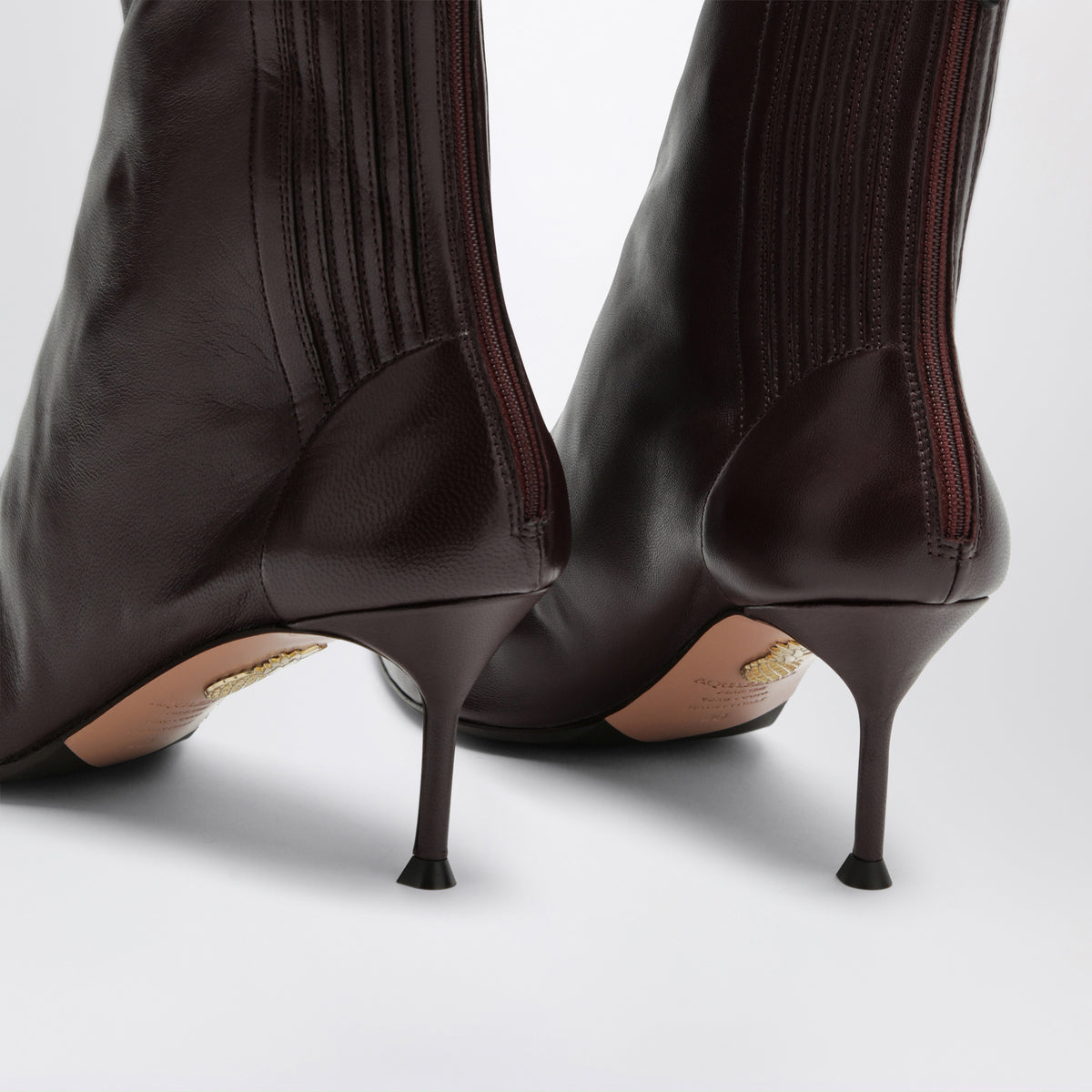 Dark burgundy leather ankle boots