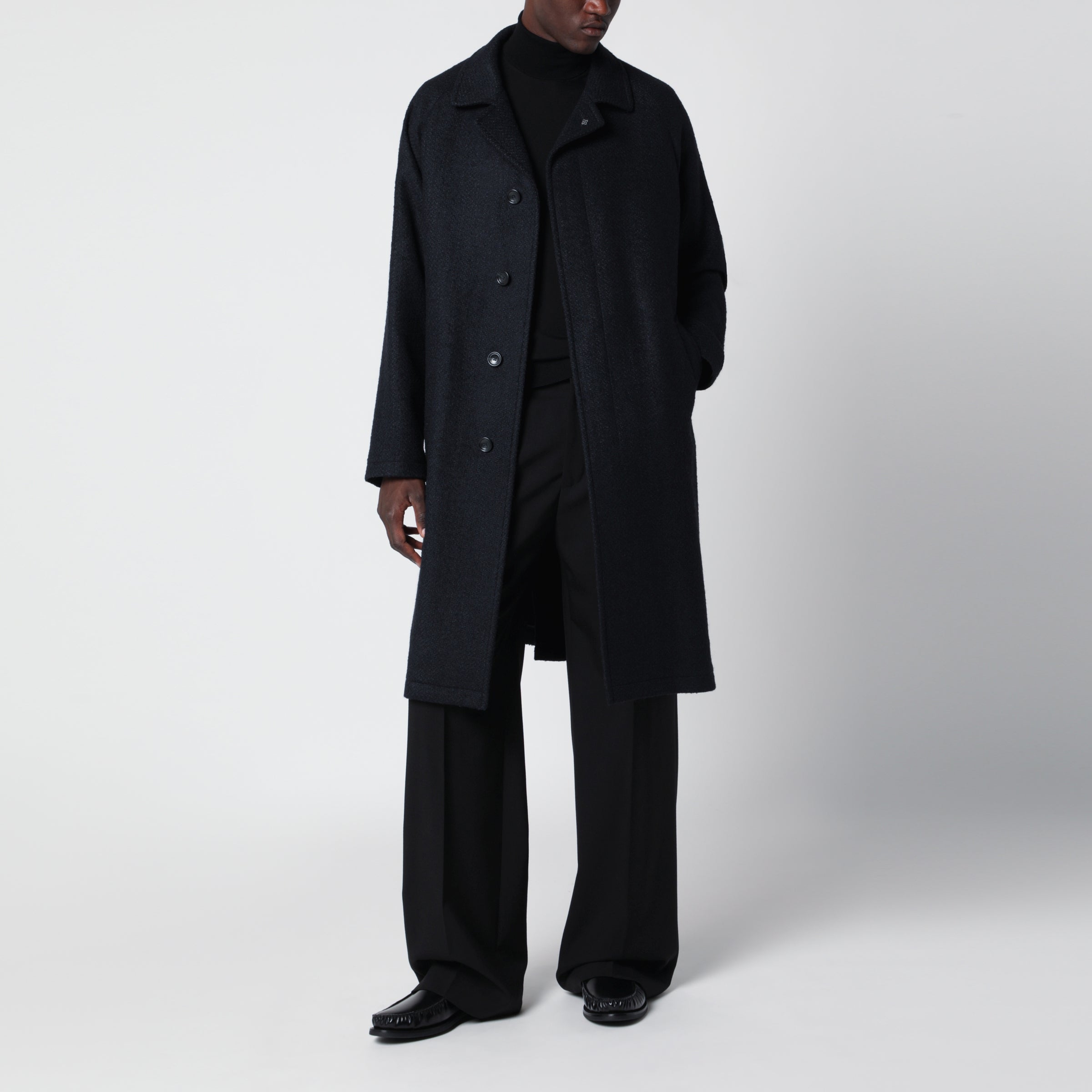 Tagliatore Blue wool-blend coat with belt | TheDoubleF
