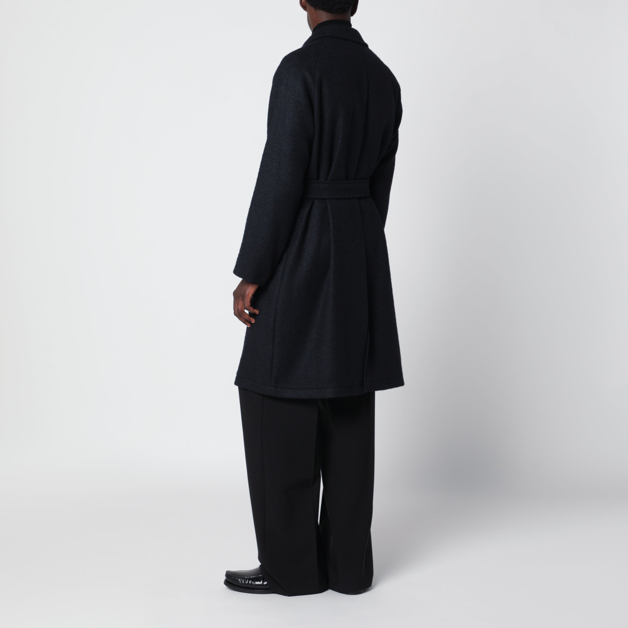 <美品>TAGLIATORE RIPA ブラック ウール ベルデットコート 44 Tagliatore Blue wool-blend coat with belt | TheDoubleF