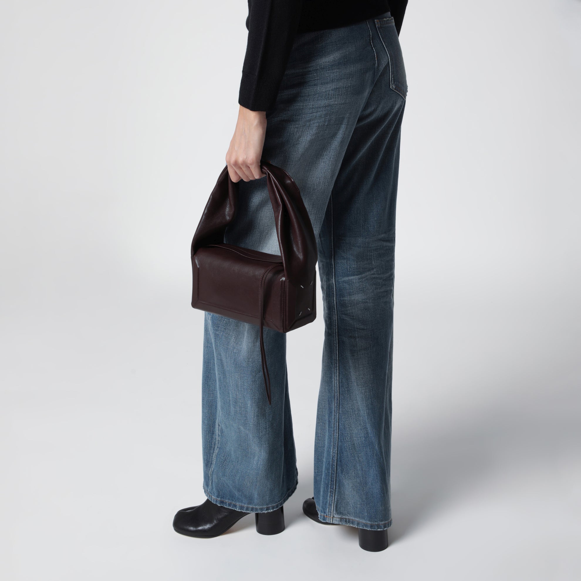 Box East West Small Bag in Burgundy Leather