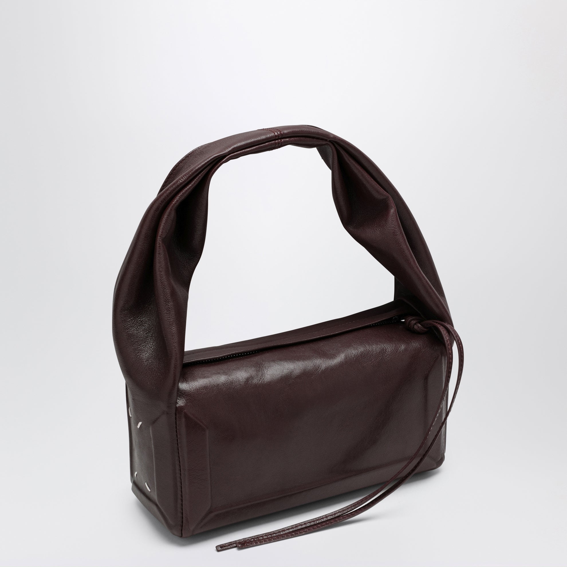 Box East West Small Bag in Burgundy Leather