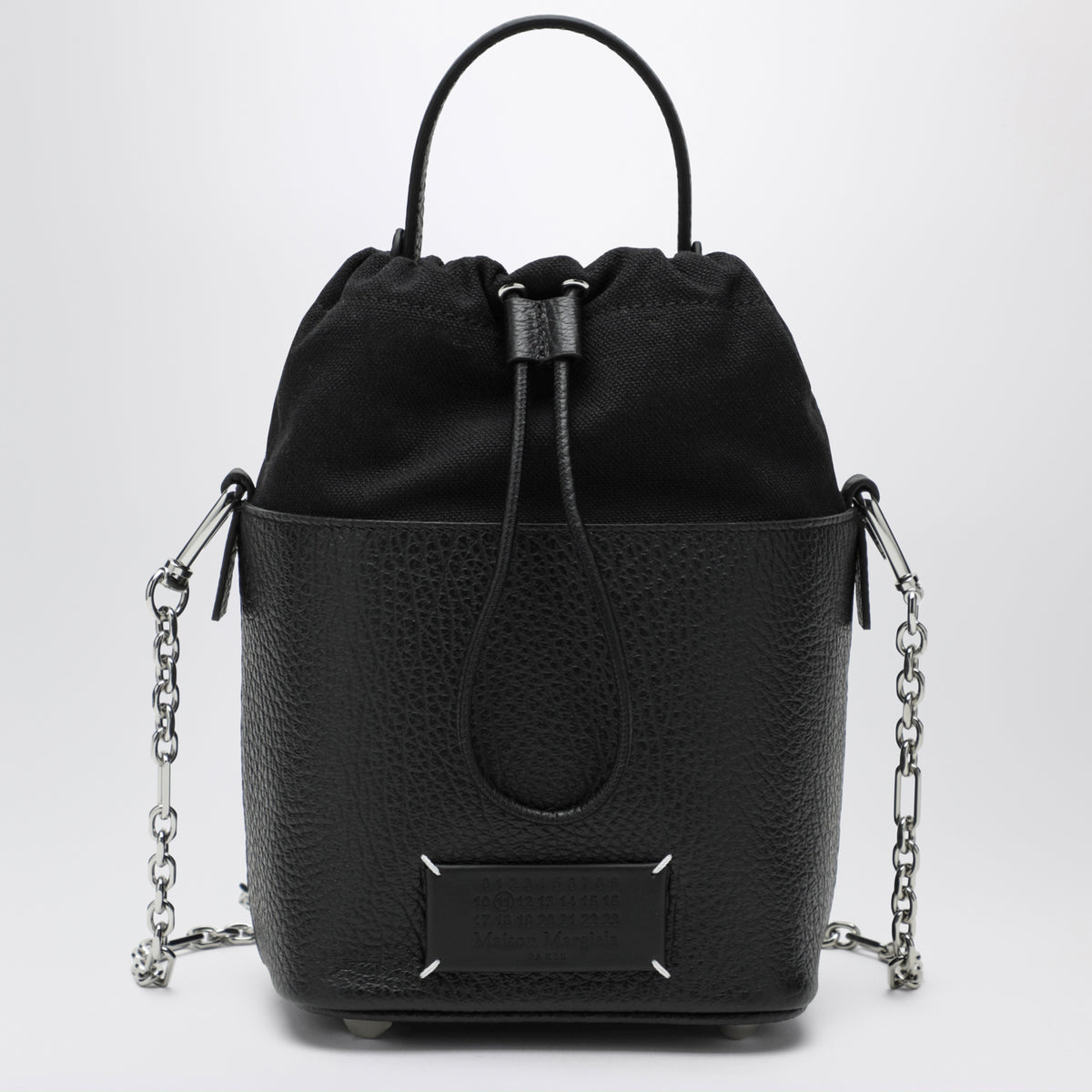 Borsa a secchiello 5AC piccola nera in pelle