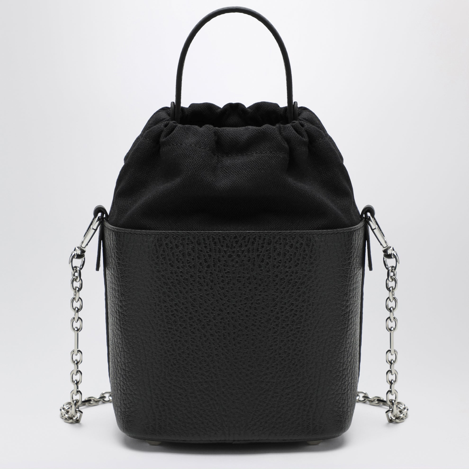 Borsa a secchiello 5AC piccola nera in pelle