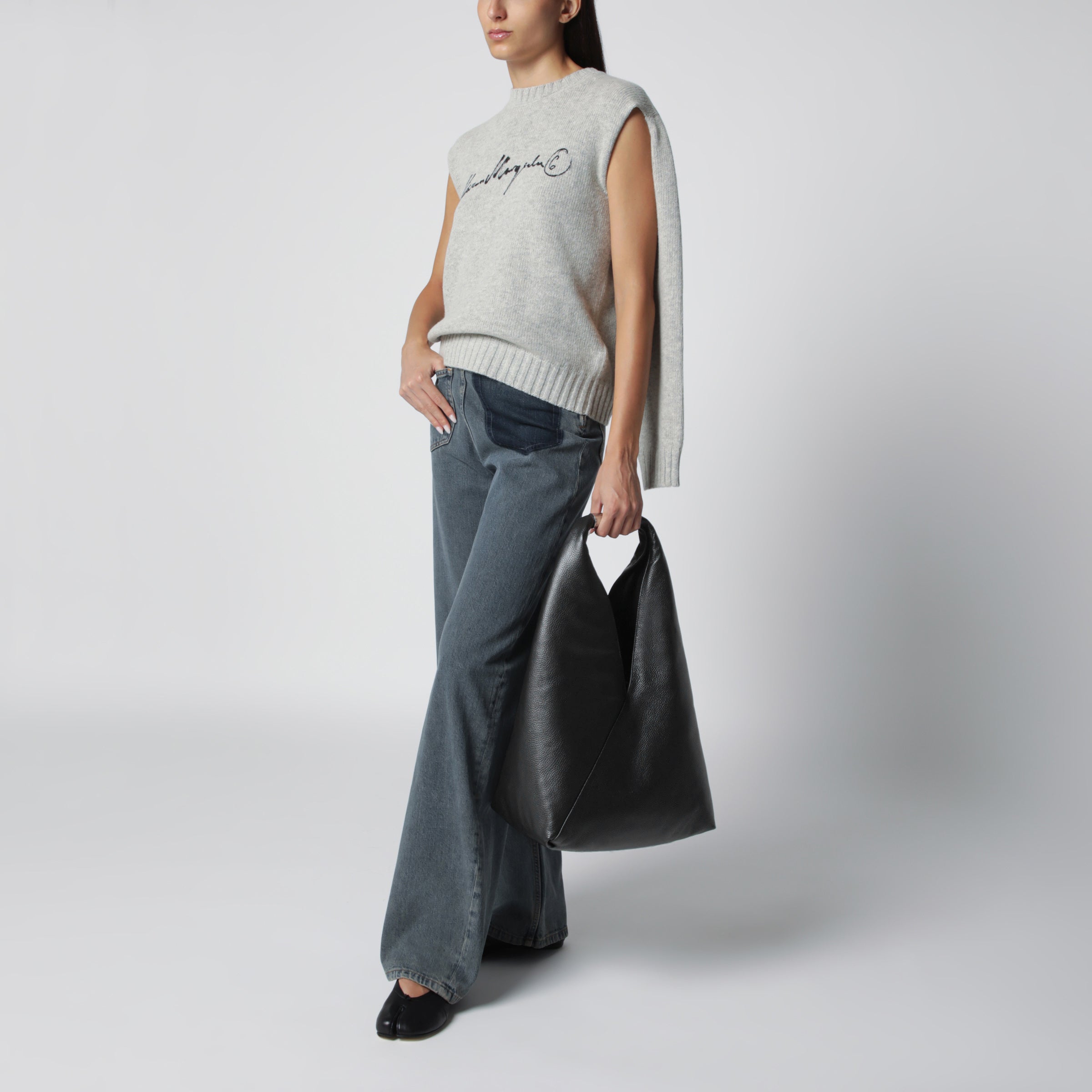 MM6 Maison Margiela Large Japanese Bag with jewel handle in black