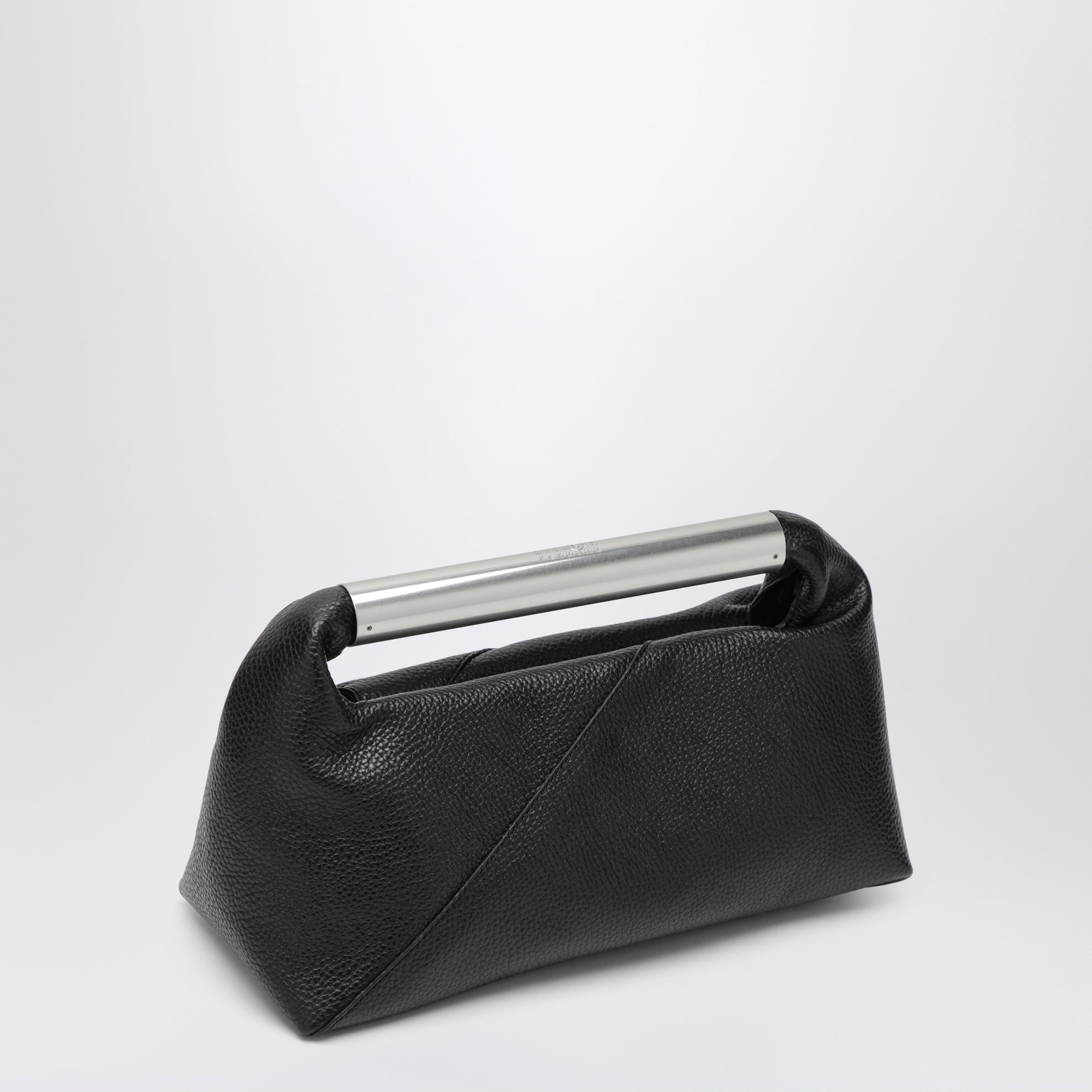 Handtasche Japanese Bag Jewel Handle aus Leder in Schwarz