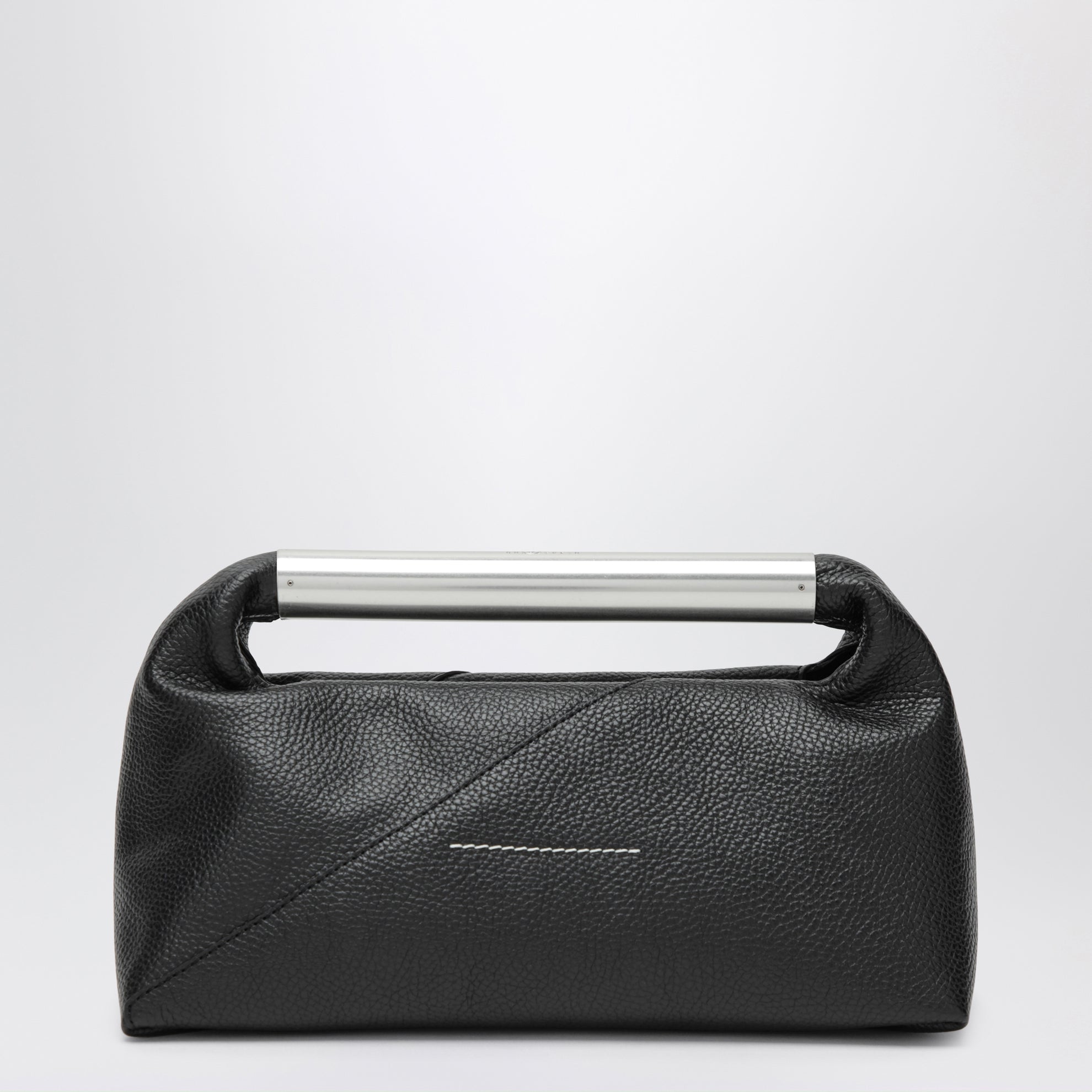 Handtasche Japanese Bag Jewel Handle aus Leder in Schwarz
