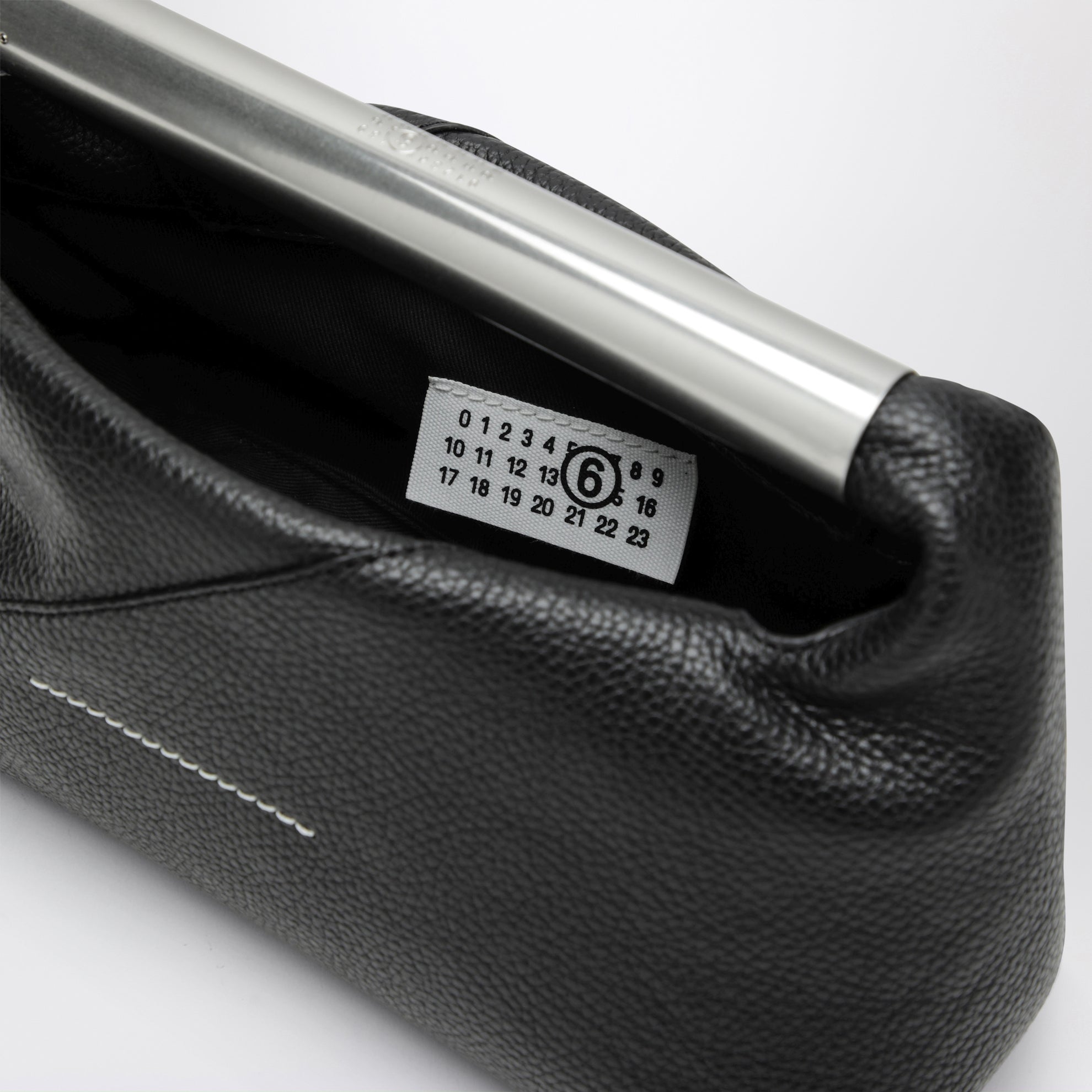 Handtasche Japanese Bag Jewel Handle aus Leder in Schwarz