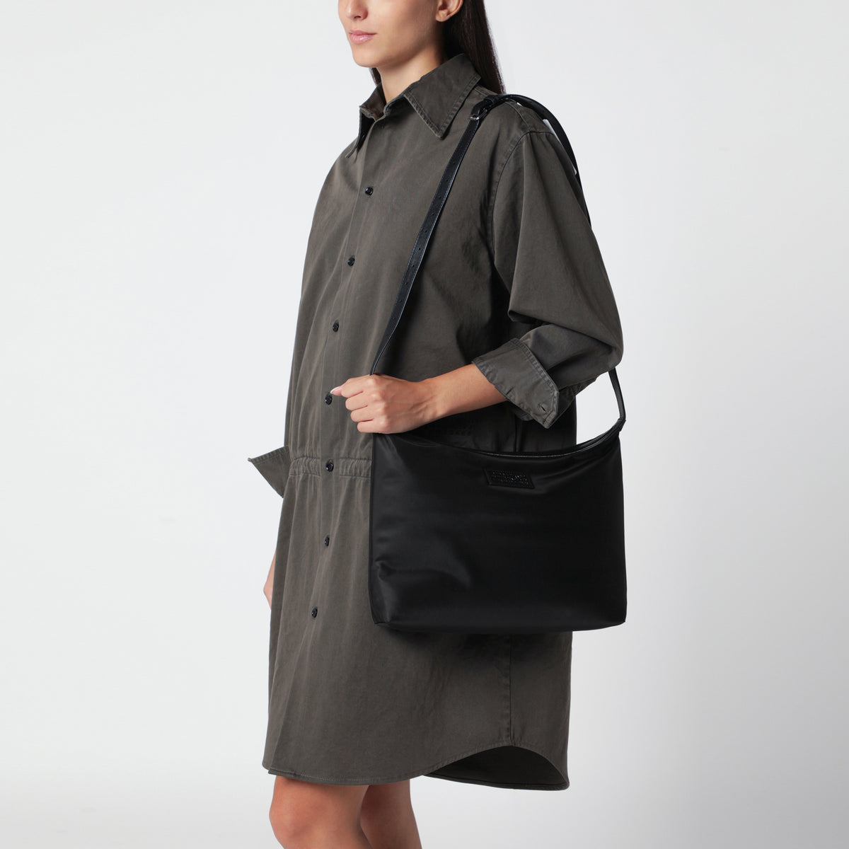 Borsa a tracolla Numeric nera in nylon