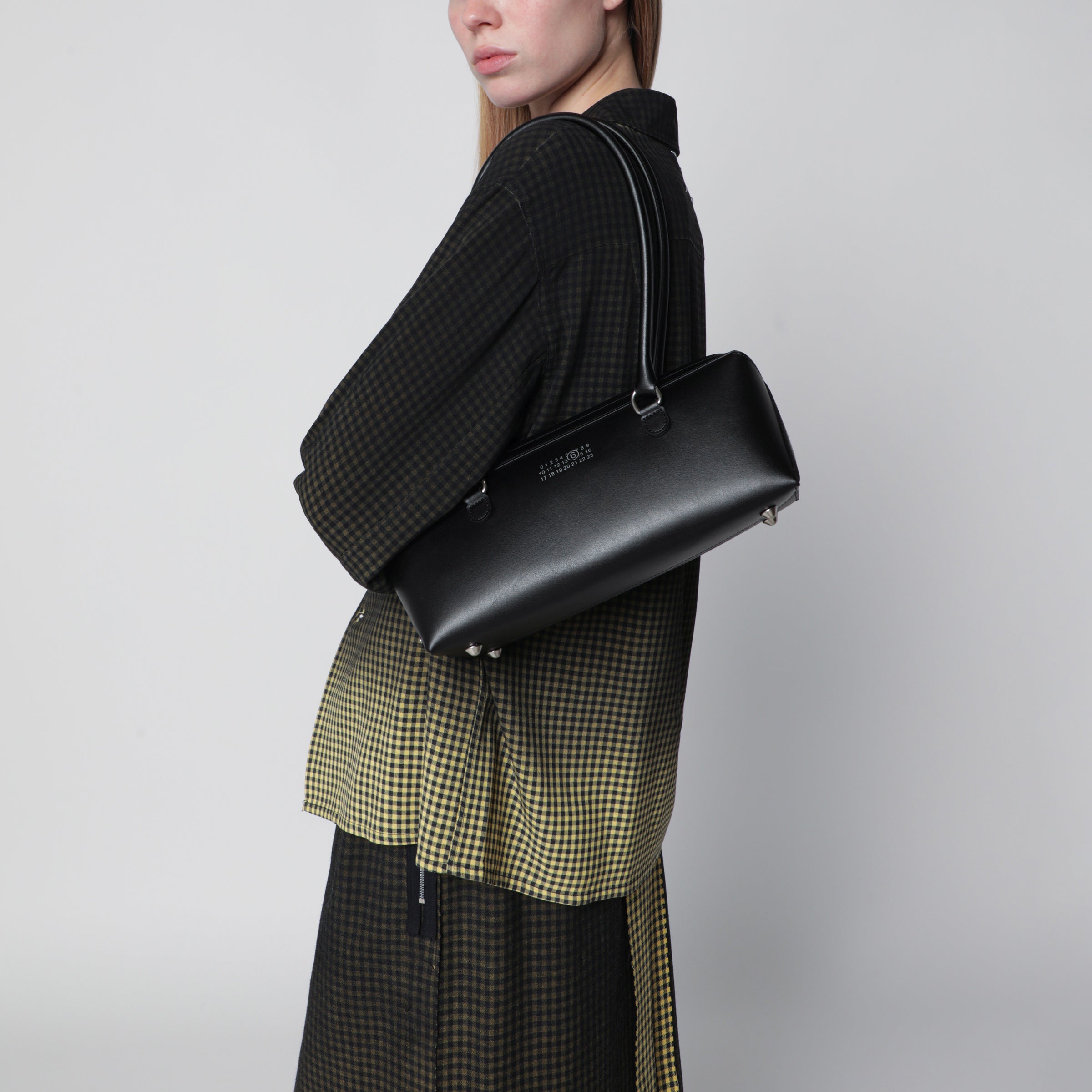 MM6 Small black leather Bowling bag | TheDoubleF