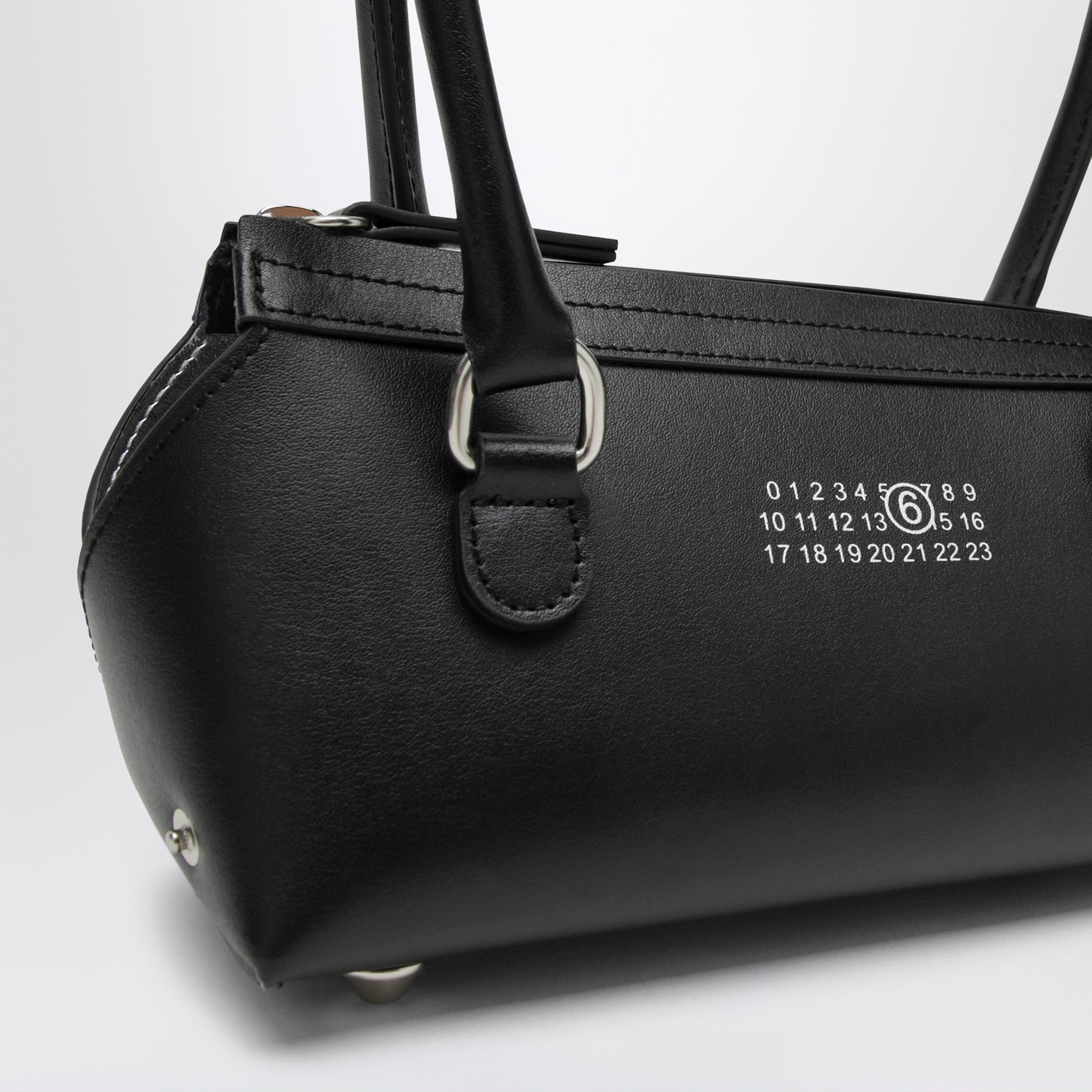 Small black leather Bowling bag