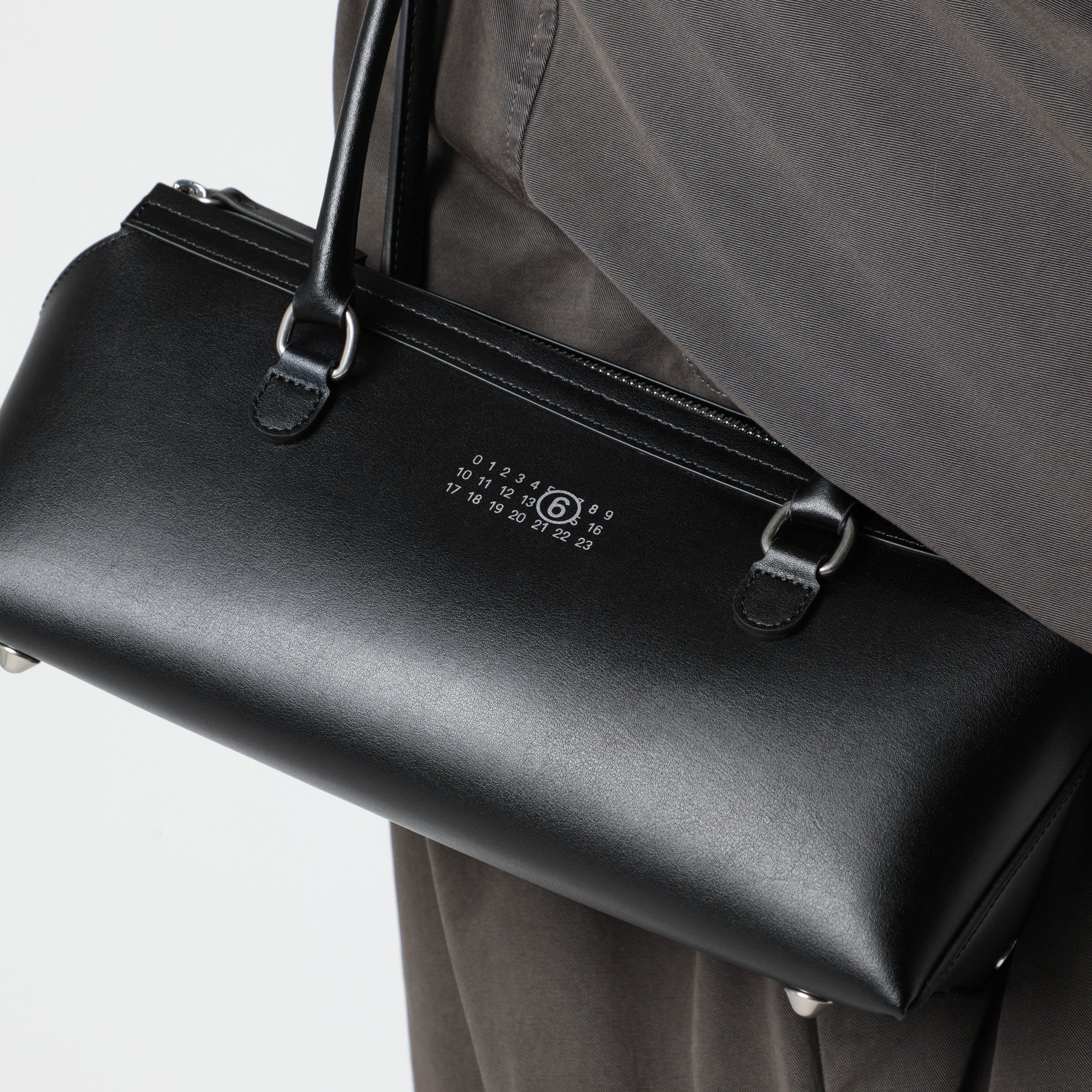 Schwarze Bowlingtasche aus Leder