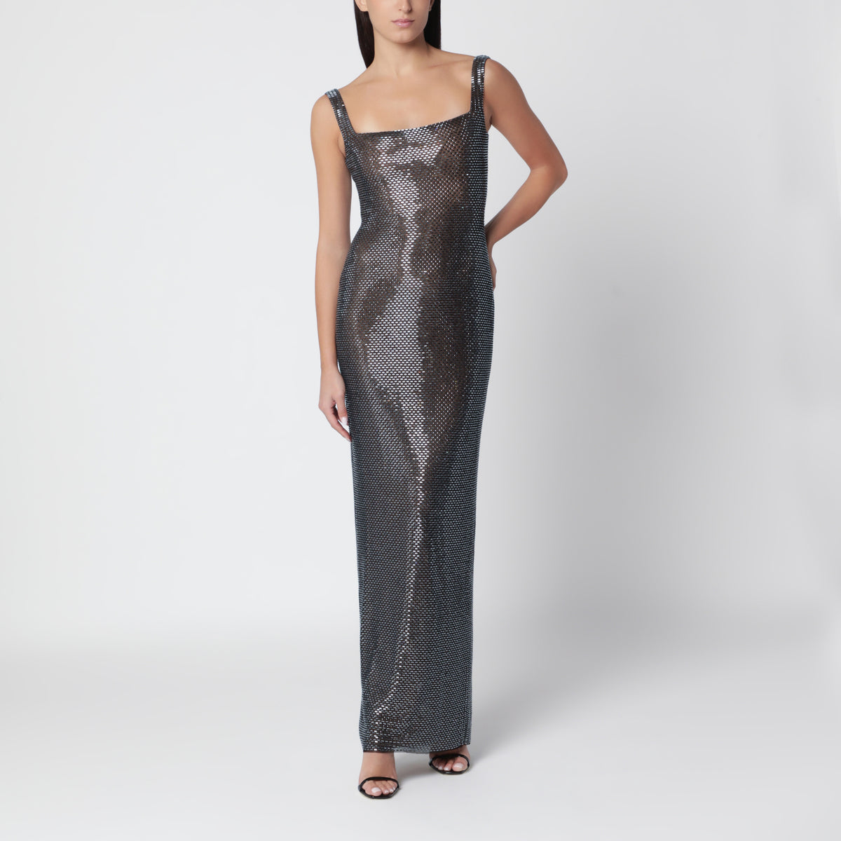 Grey embellished long dress