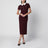 Abito midi in maglia testurizzata bordeaux