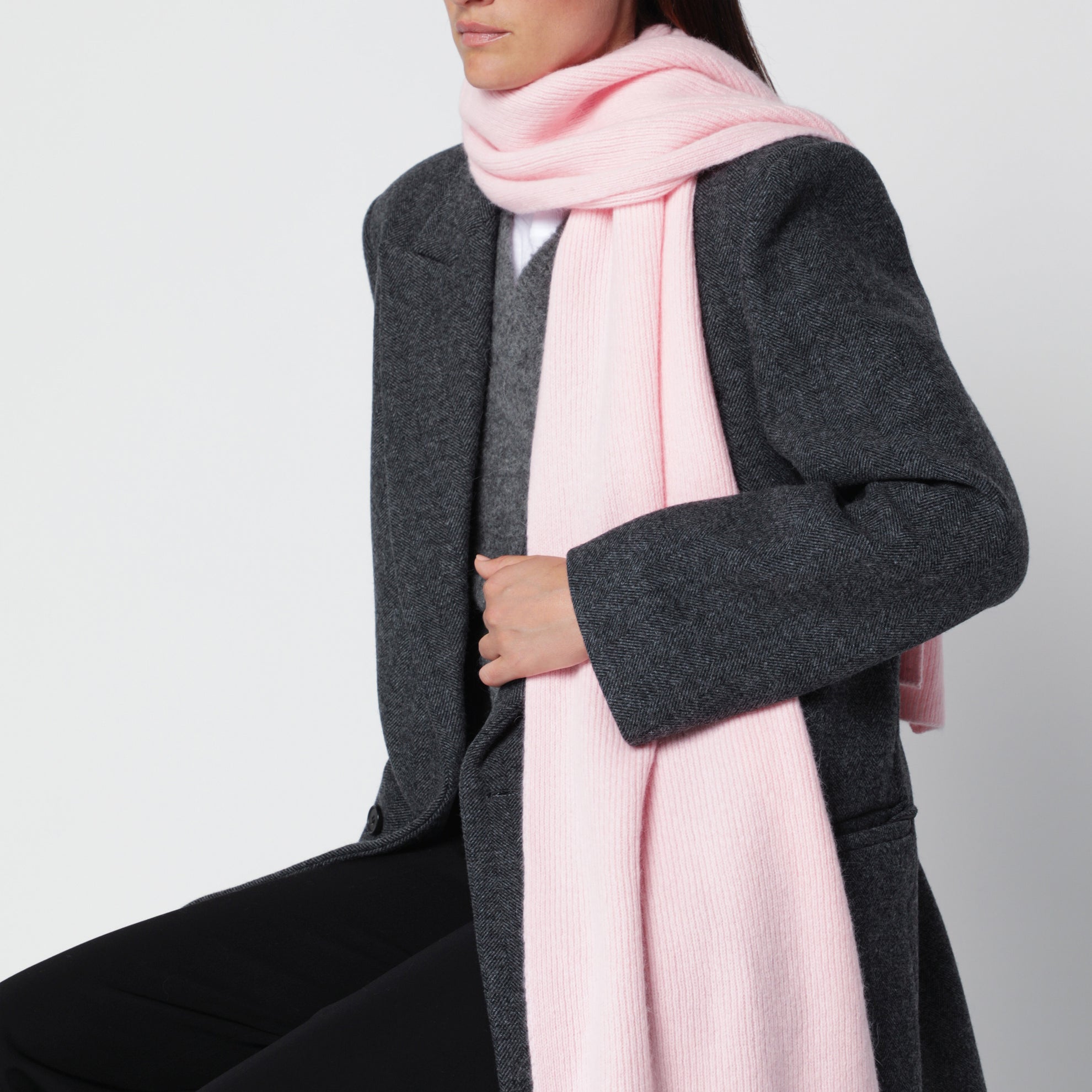 Schal aus Wolle und Caregora in Blush