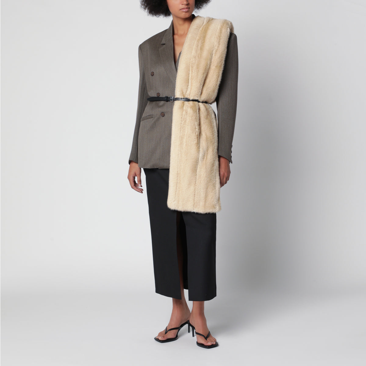 Schal Ciasa in Beige aus Kunstpelz