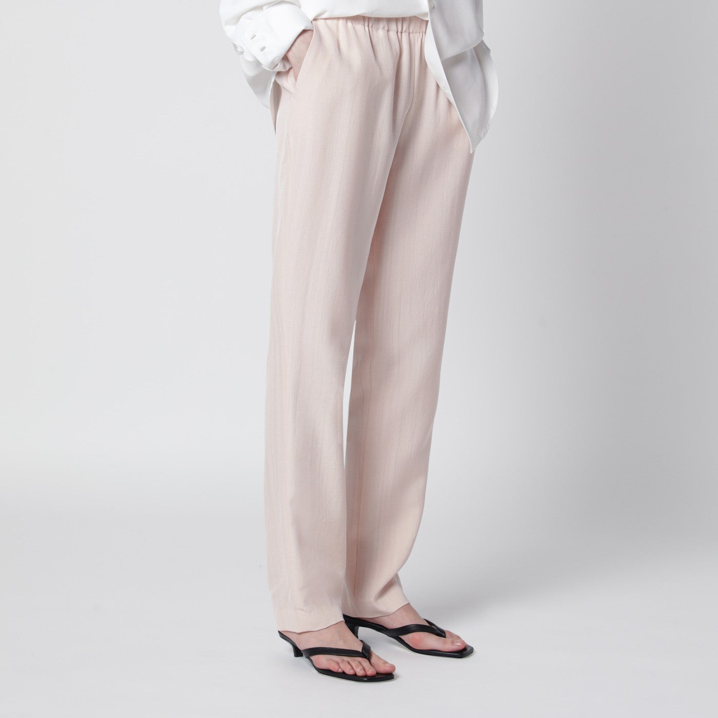 Light pink wool-blend trousers