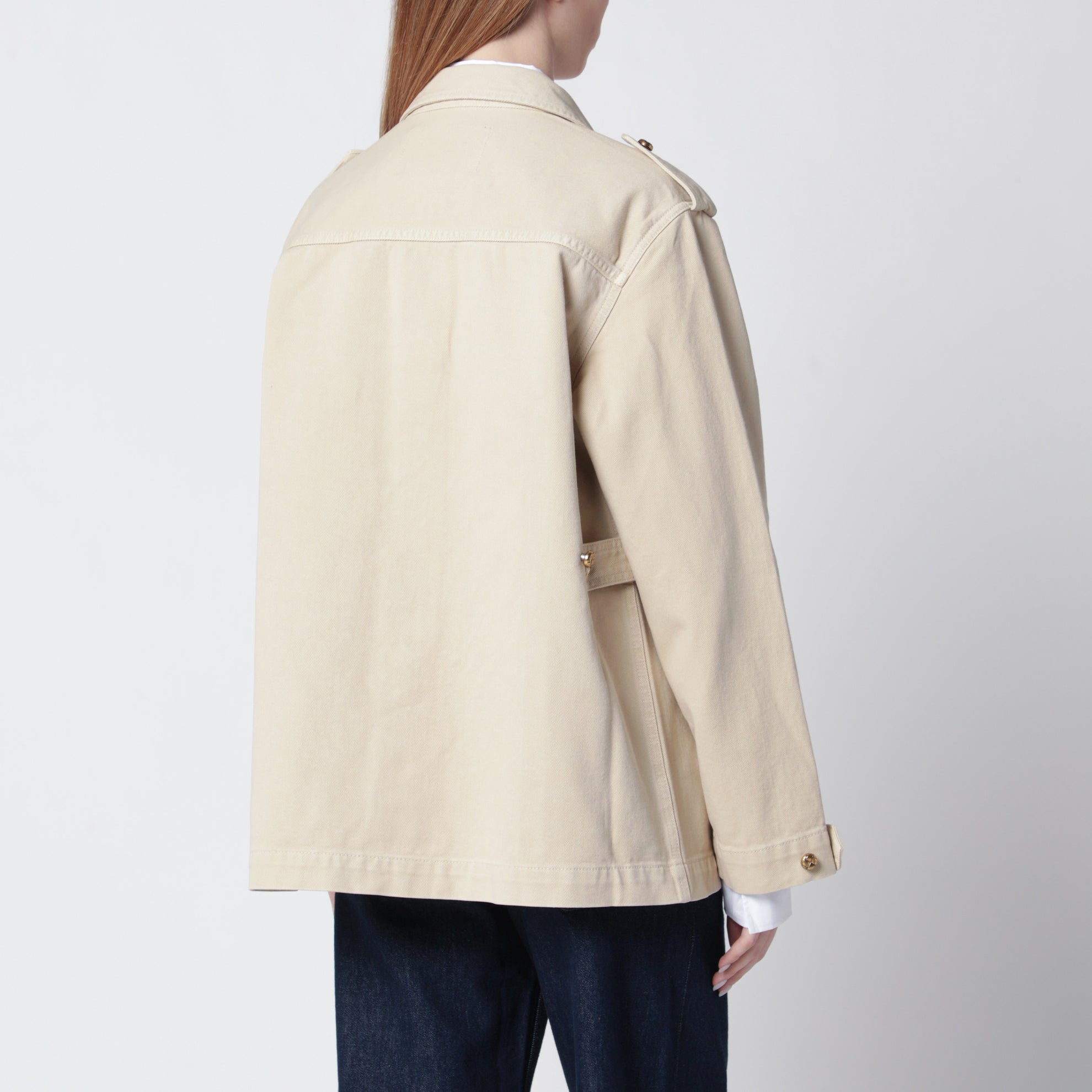 Safari-Jacke aus beigem Denim