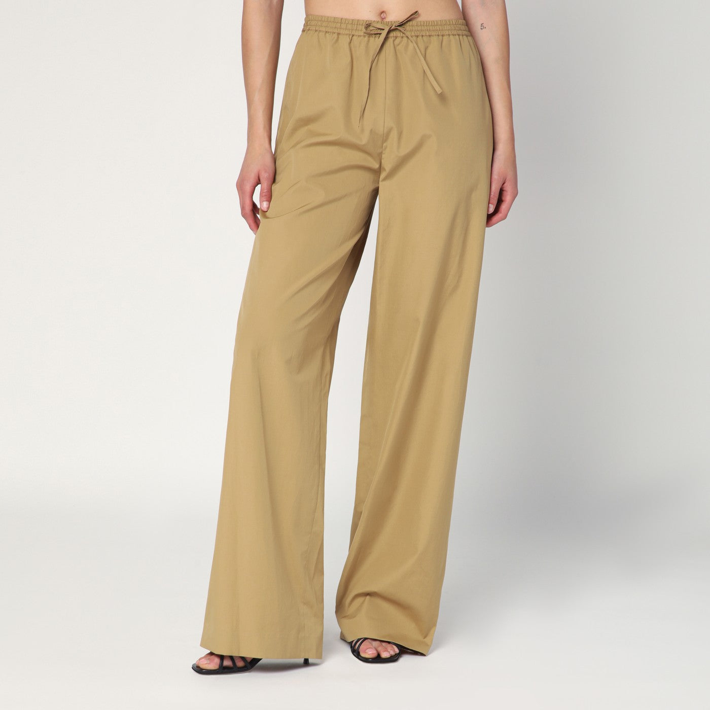Sand-coloured trousers in cotton