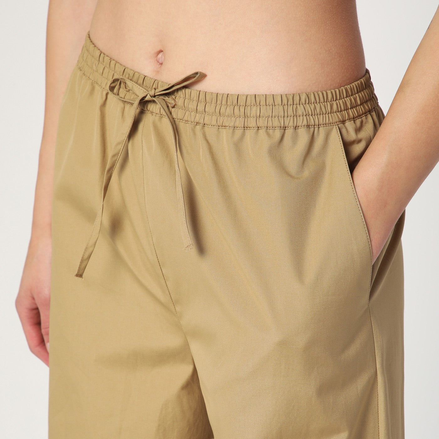 Sand-coloured trousers in cotton