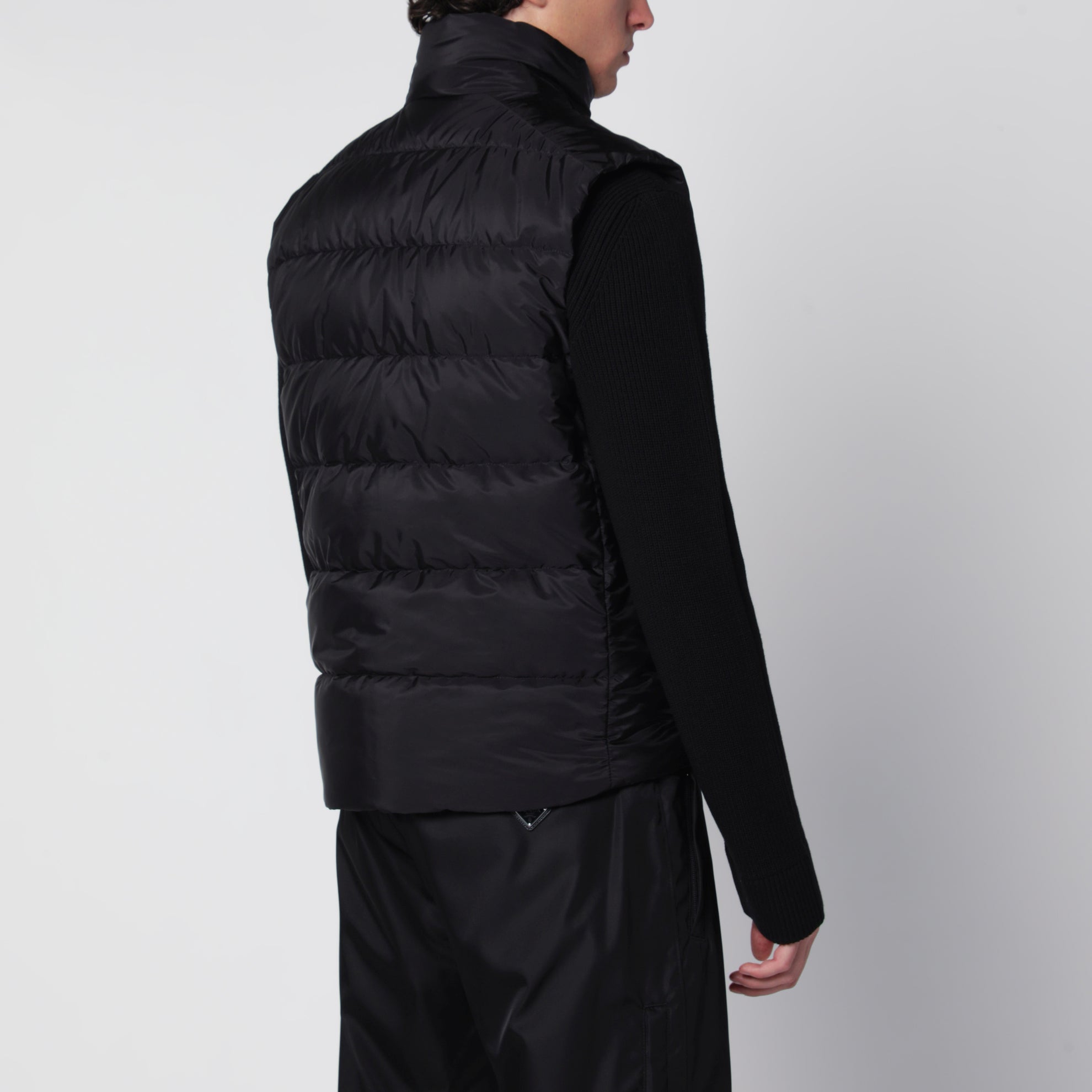 Black padded vest in Re-Nylon