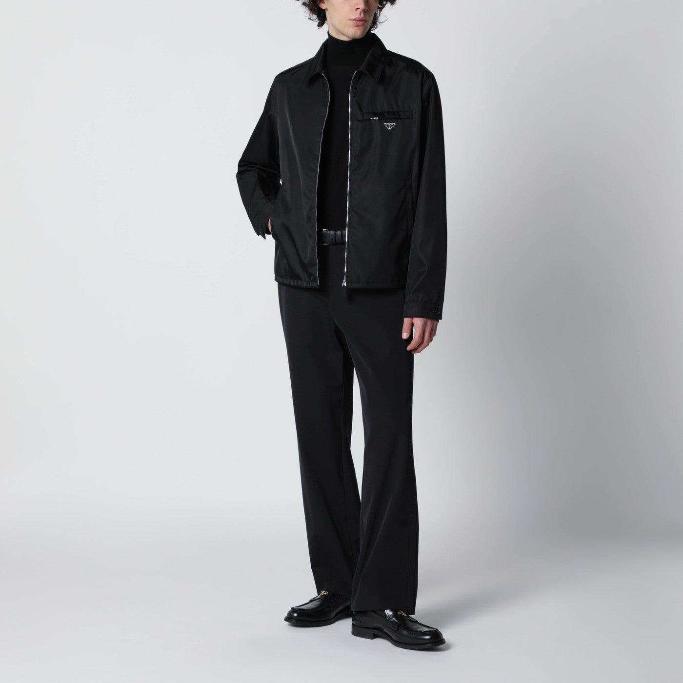 Prada Black Re-Nylon zip-up jacket | TheDoubleF