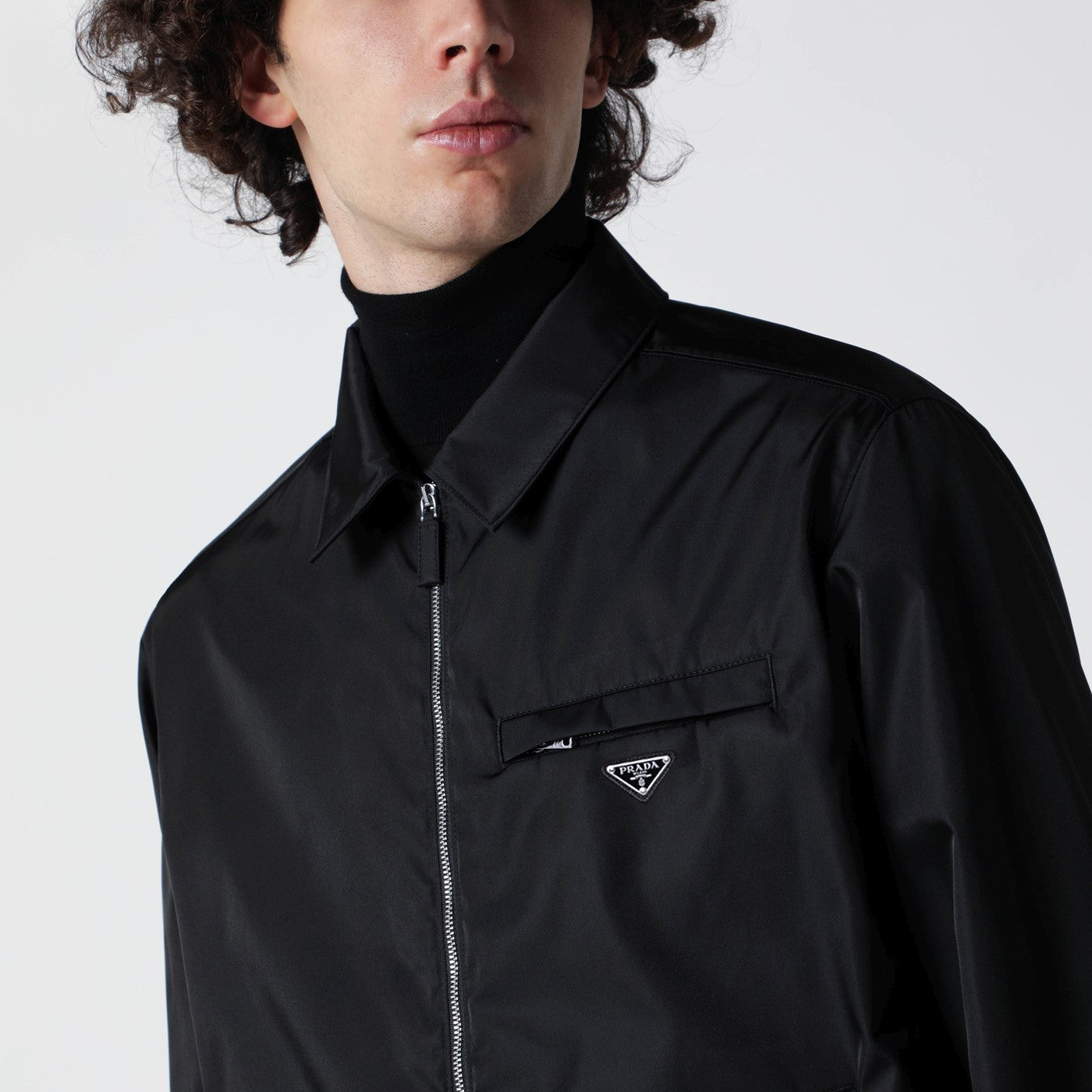 Prada Black Re-Nylon zip-up jacket | TheDoubleF