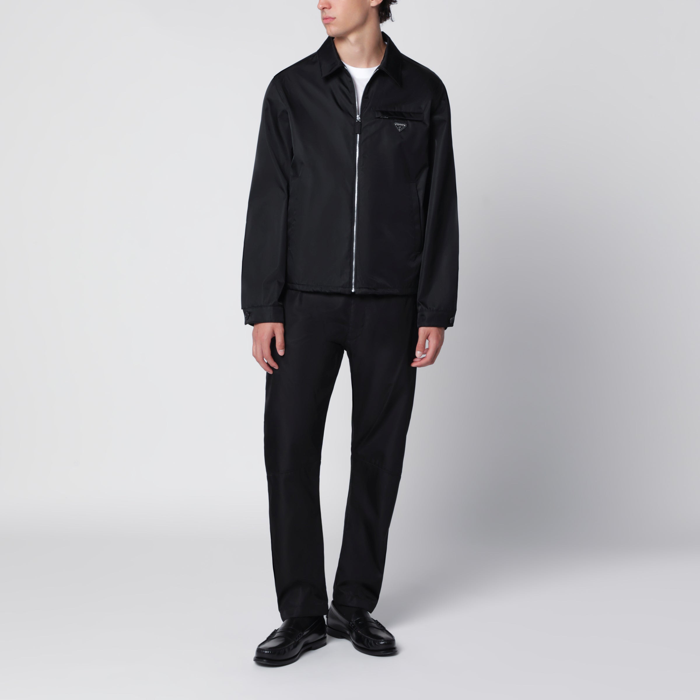 Prada Black Re-Nylon zip-up jacket | TheDoubleF