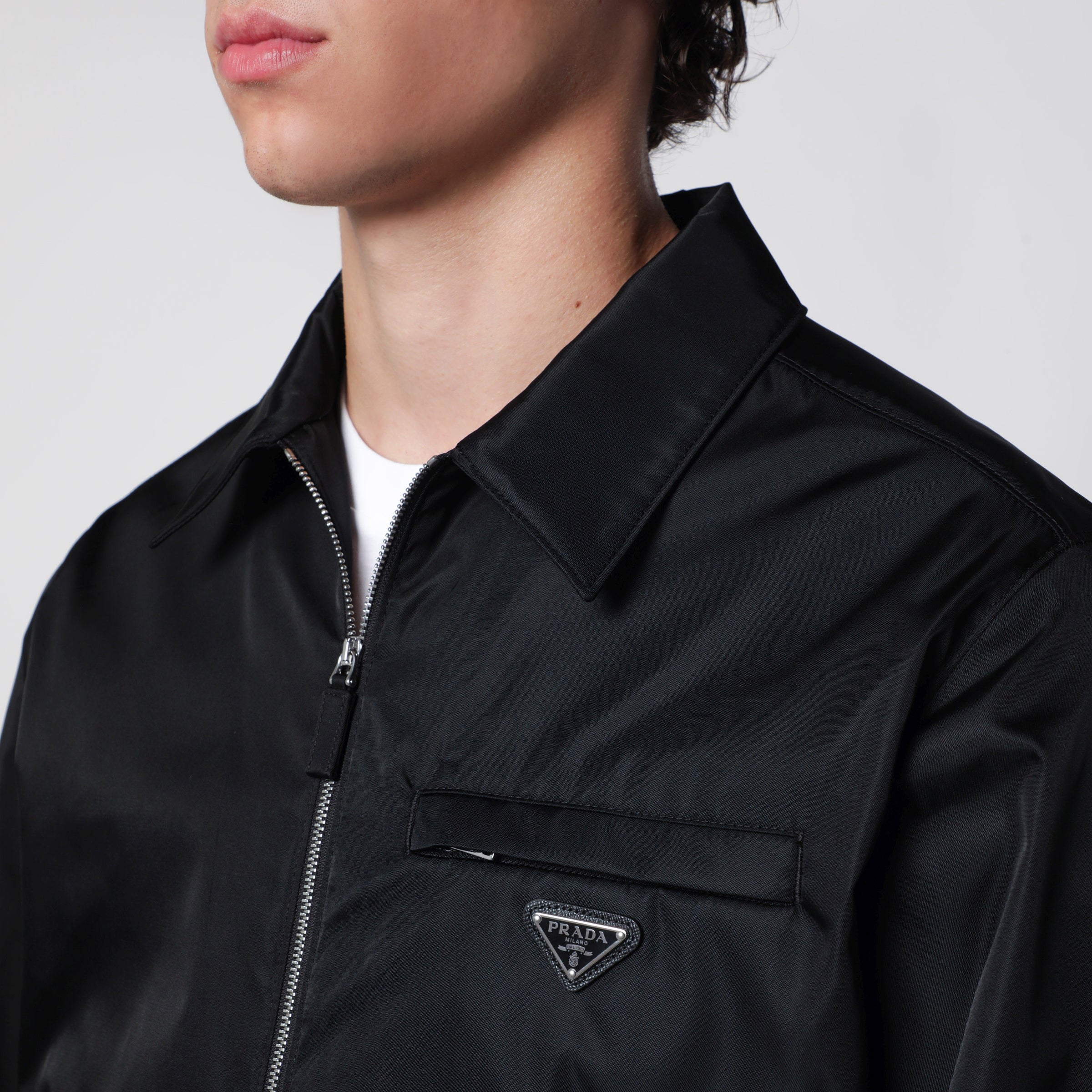 Prada Black Re-Nylon zip-up jacket | TheDoubleF