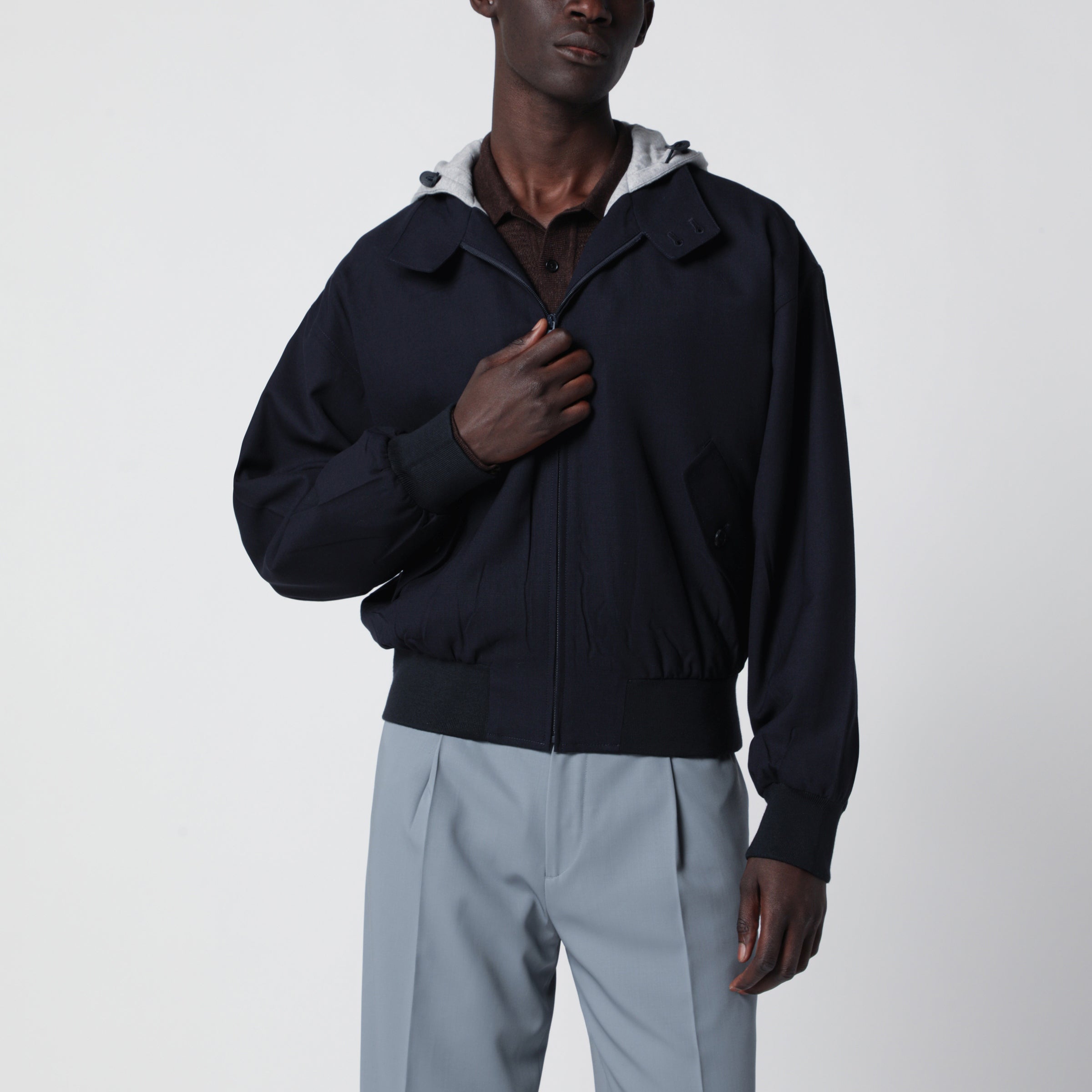Prada Navy wool hooded jacket | TheDoubleF