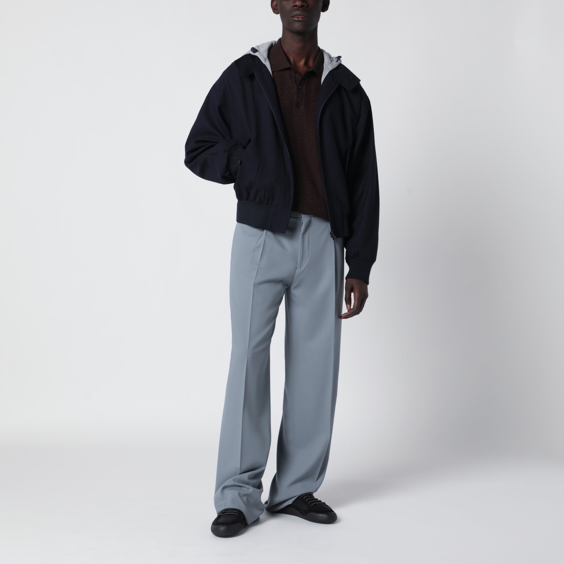 Navy wool hooded jacket